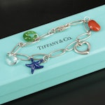 Elsa Peretti for Tiffany & Co. Sterling Five Charm Bracelet with Gemstones