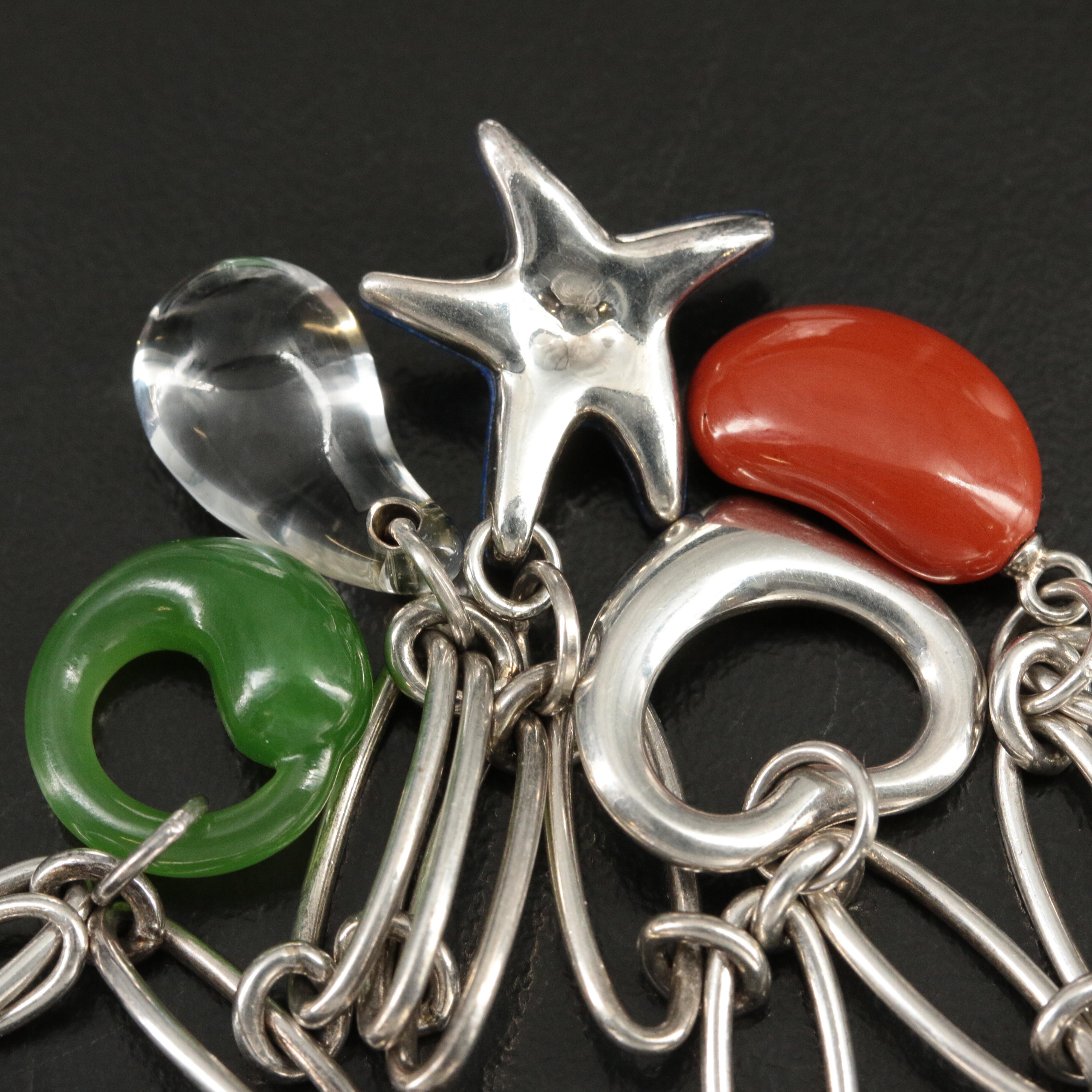 Elsa Peretti for Tiffany & Co. Sterling Five Charm Bracelet with Gemstones