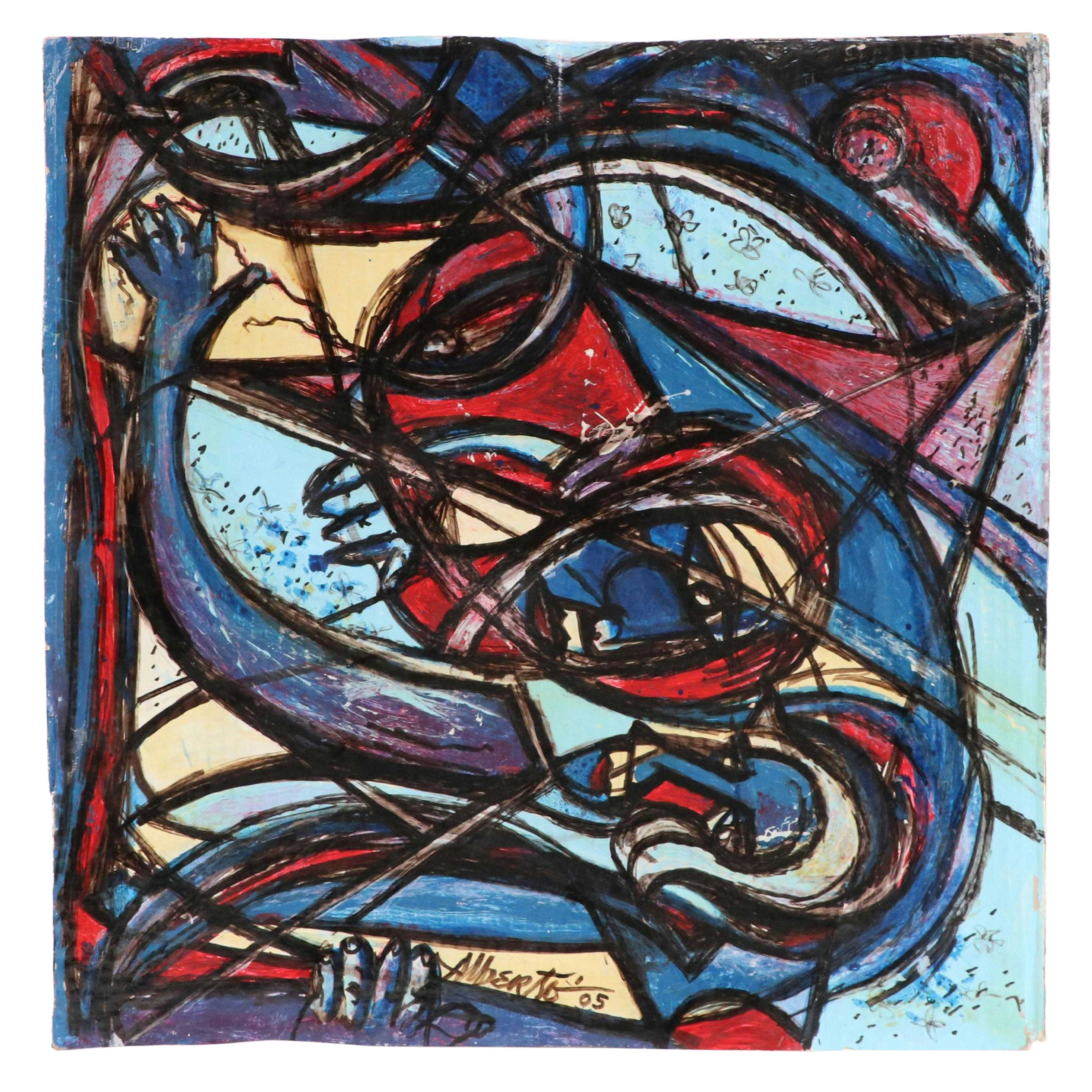 Albert “Alberto” Juliano Abstract Mixed Media Painting, 2005