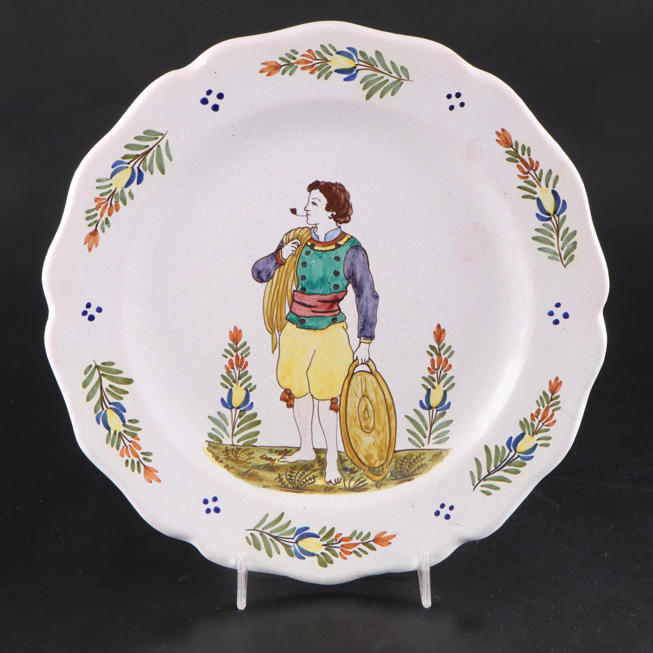 Henriot Faïence Plates and Wall Pocket with Other 19th Century Quimper Plates