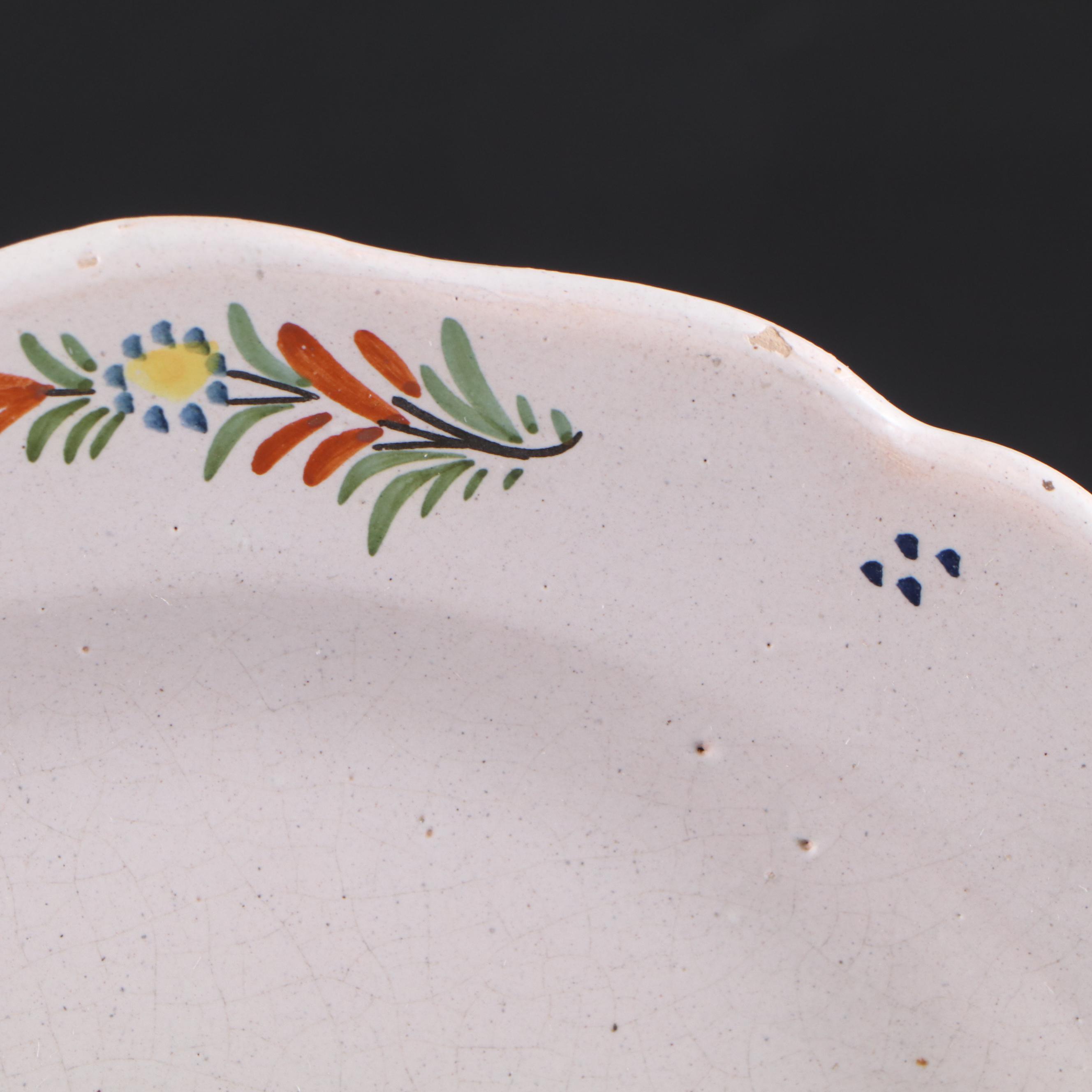 Henriot Faïence Plates and Wall Pocket with Other 19th Century Quimper Plates