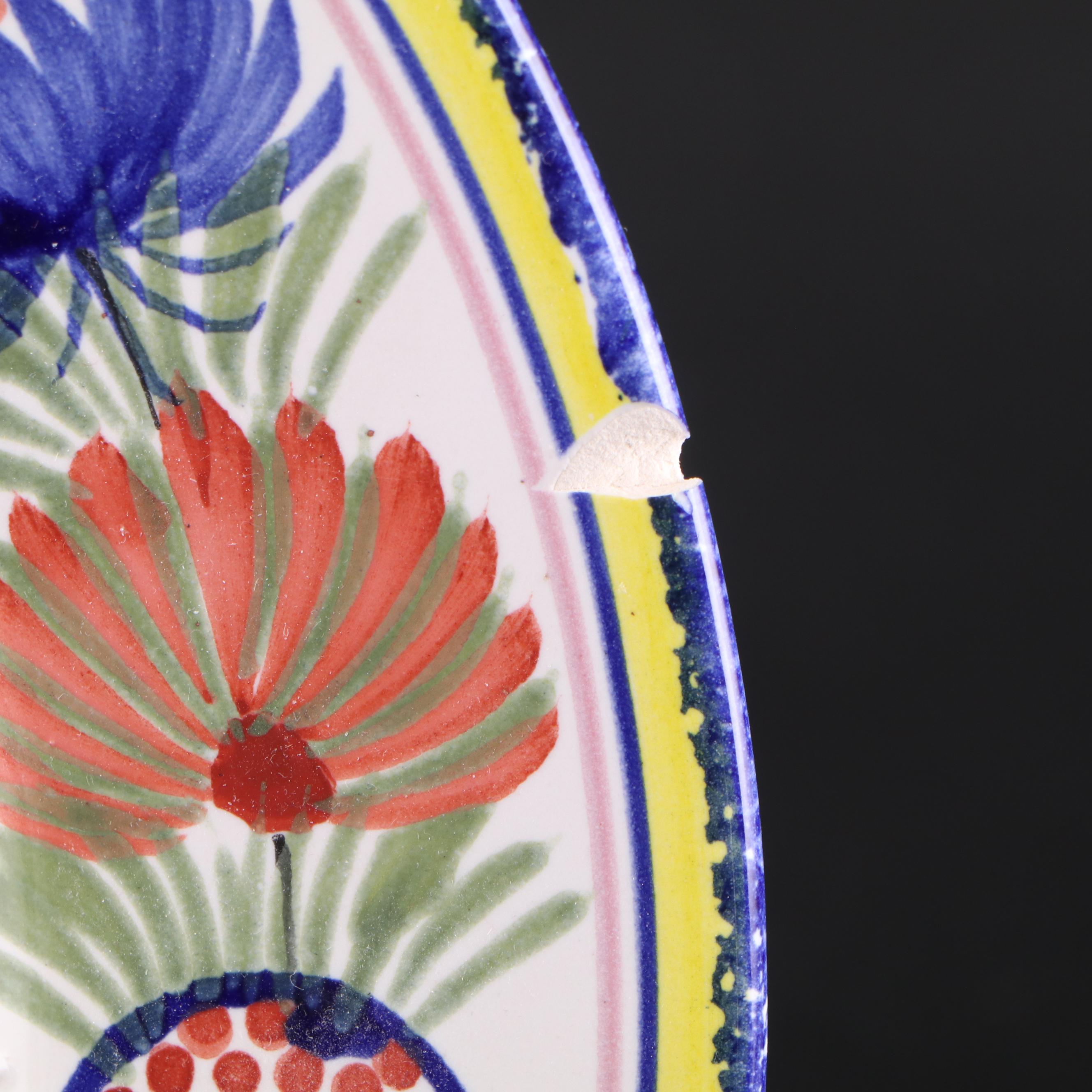 Henriot Faïence Plates and Wall Pocket with Other 19th Century Quimper Plates