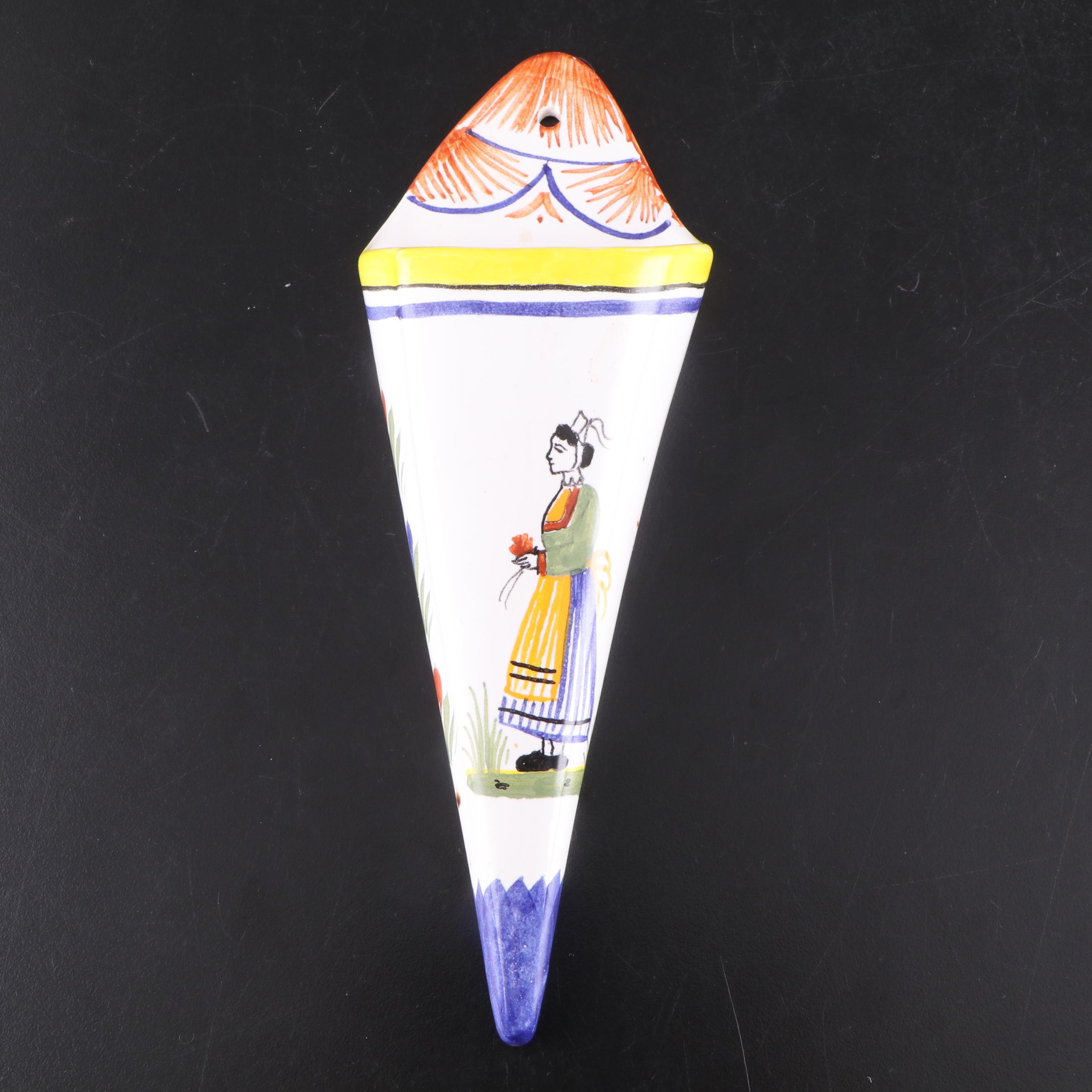 Henriot Faïence Plates and Wall Pocket with Other 19th Century Quimper Plates