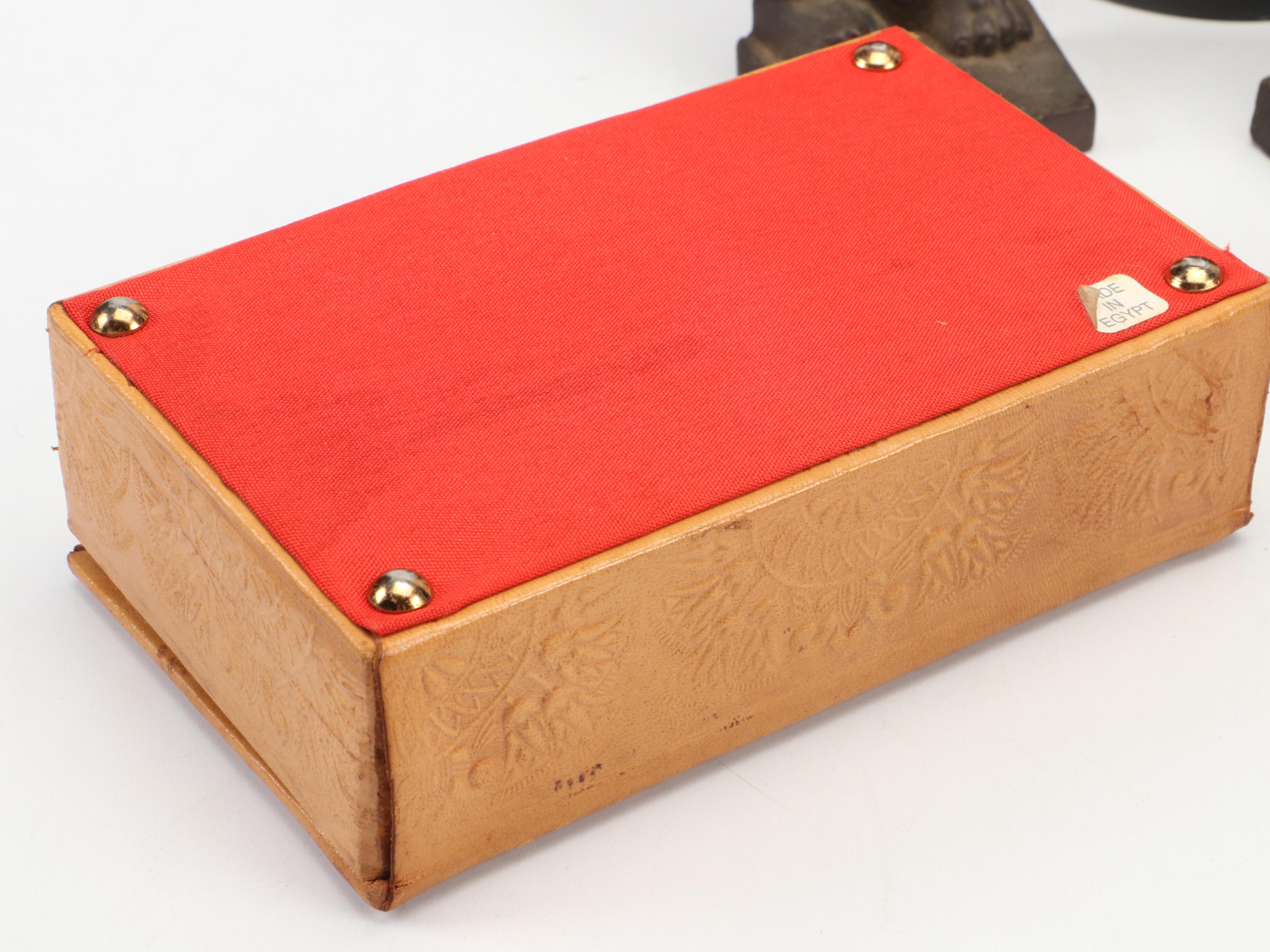 Murray's Silver Plate Egyptian Revival Bowl with Egyptian Figurines and Decor