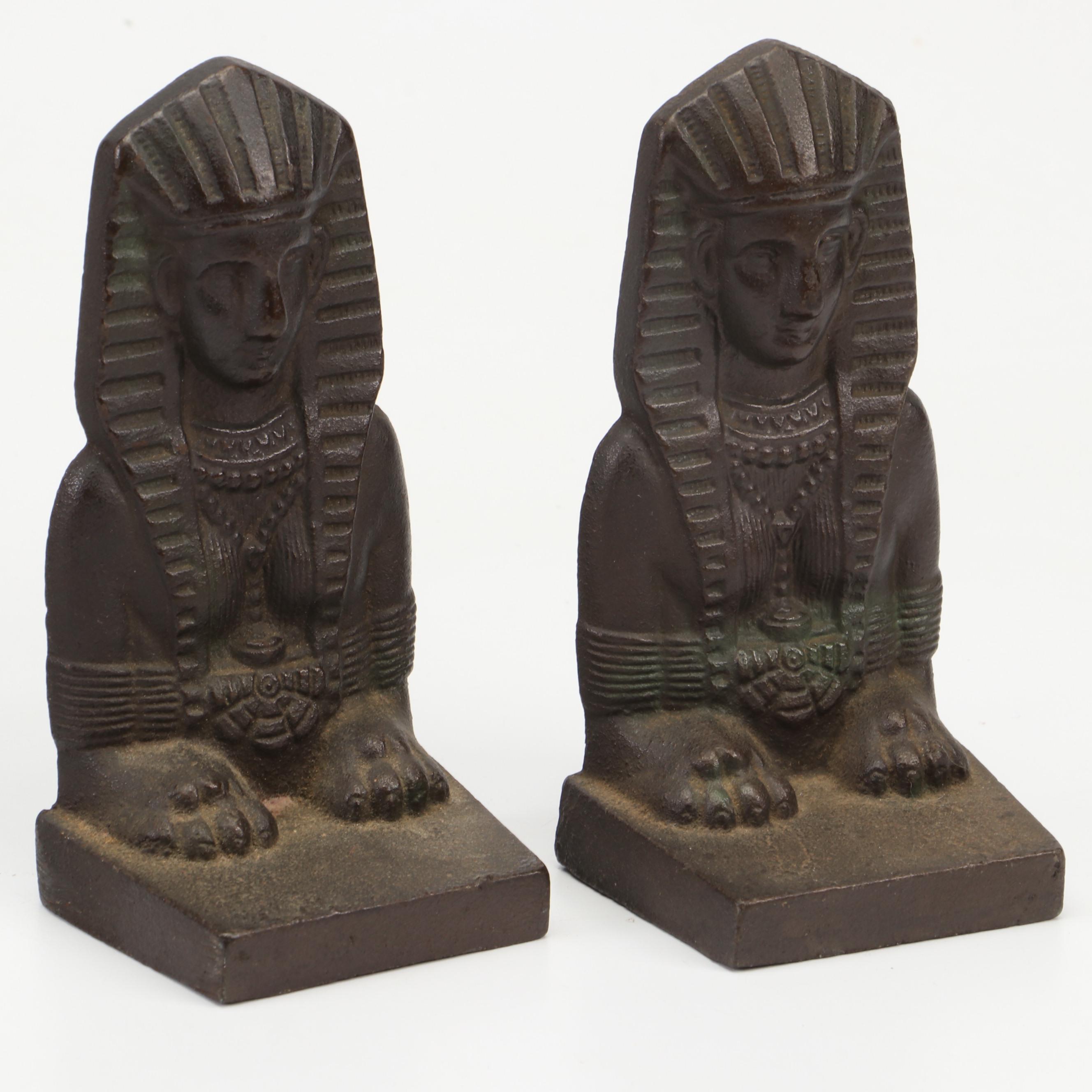 Murray's Silver Plate Egyptian Revival Bowl with Egyptian Figurines and Decor