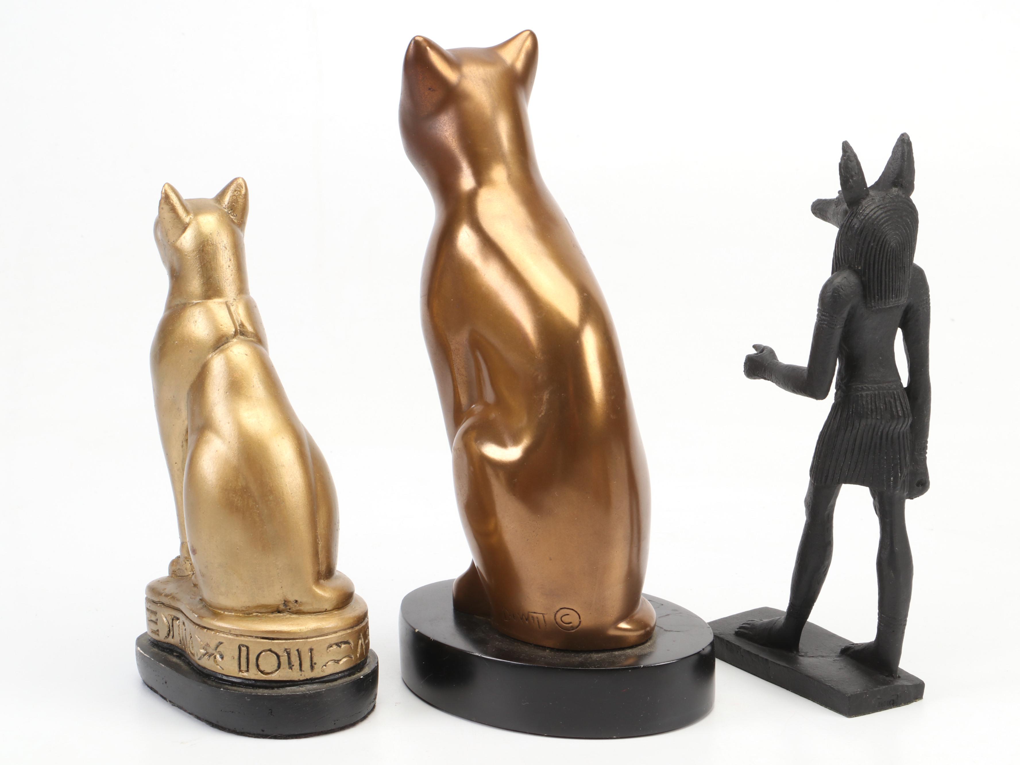 Murray's Silver Plate Egyptian Revival Bowl with Egyptian Figurines and Decor