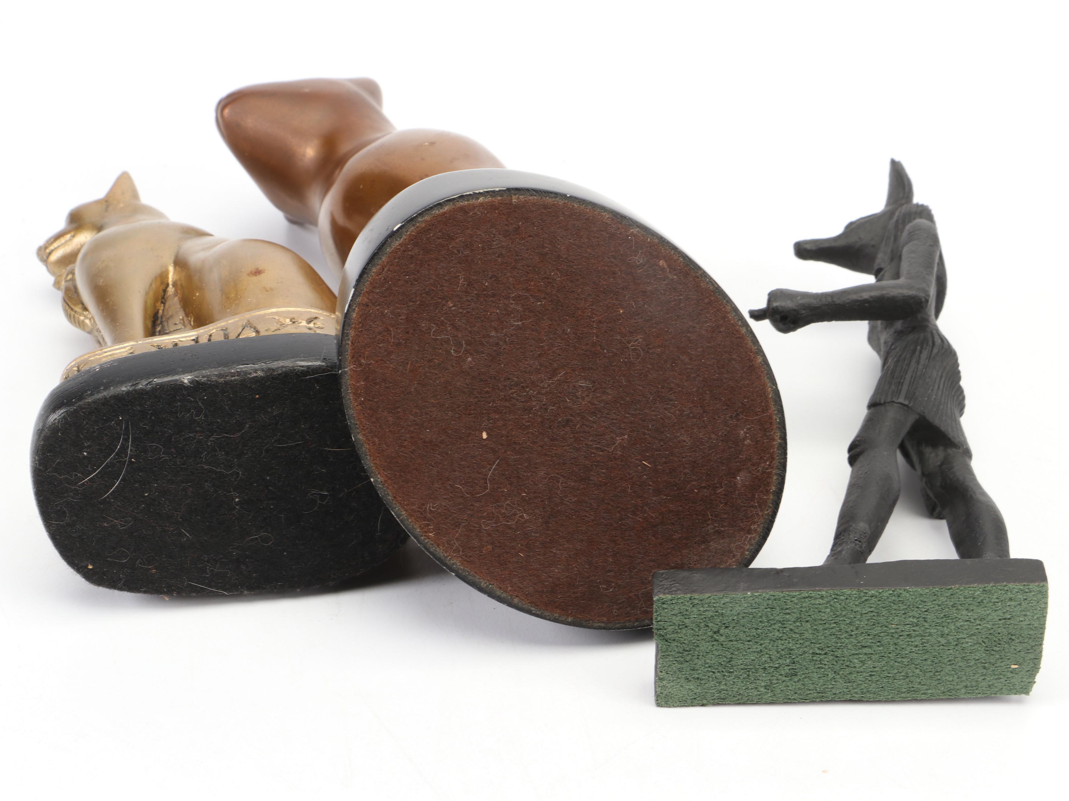 Murray's Silver Plate Egyptian Revival Bowl with Egyptian Figurines and Decor