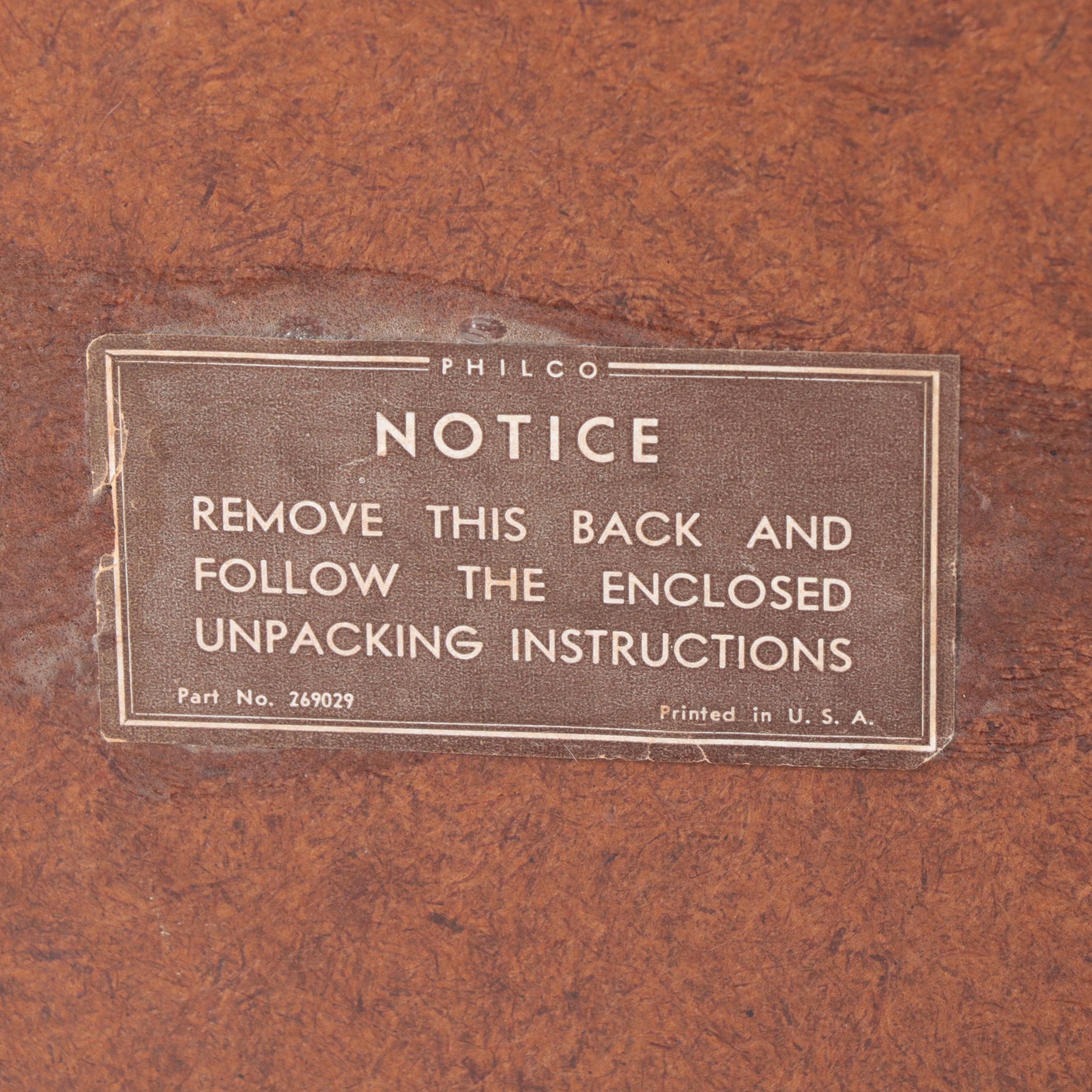 Philco "Model 48-1274" Federal Style Mahogany Stereo with Phonograph, circa 1948