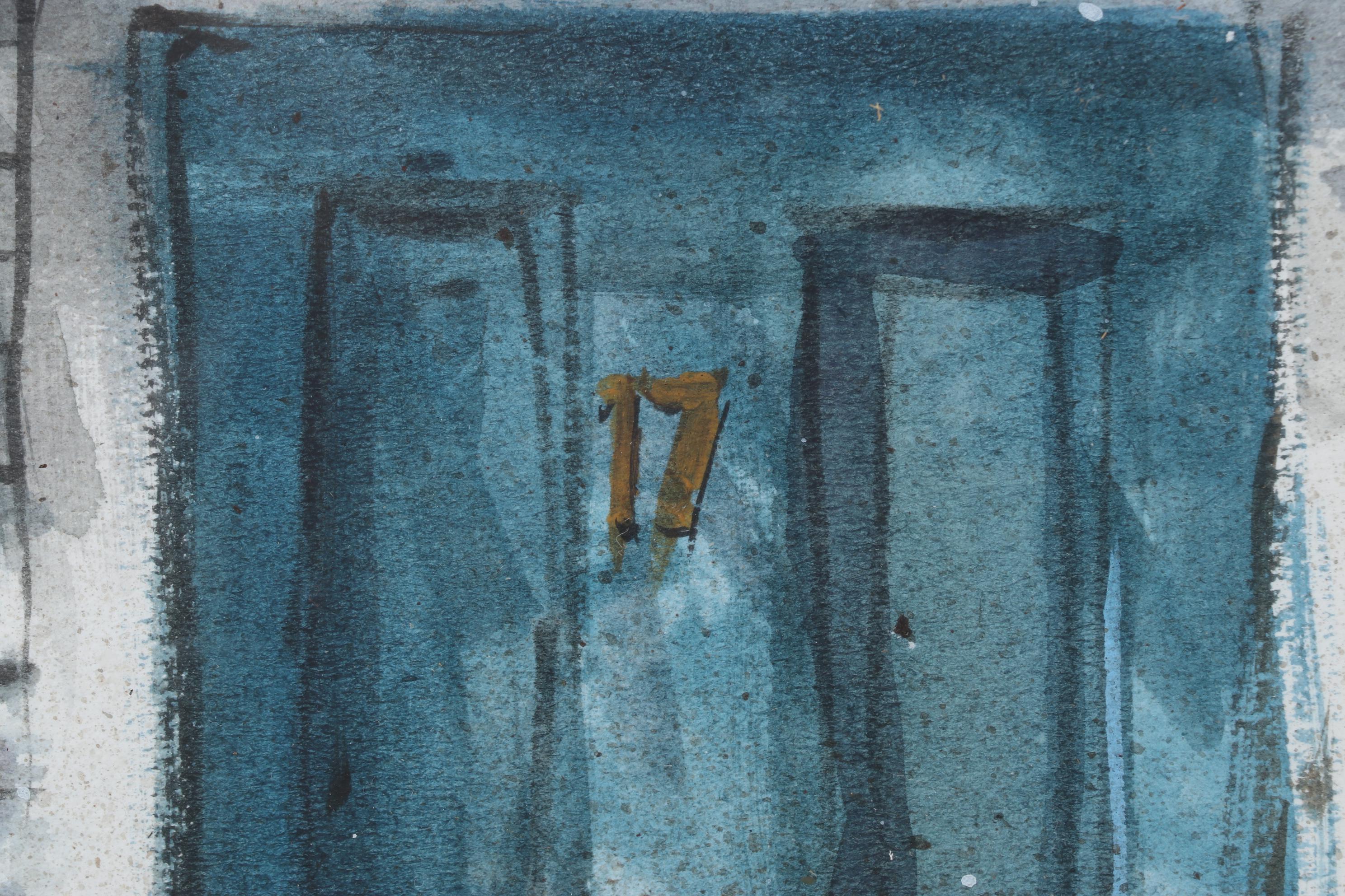 Ed Gifford Watercolor Painting Of Blue Front Door,  20th Century