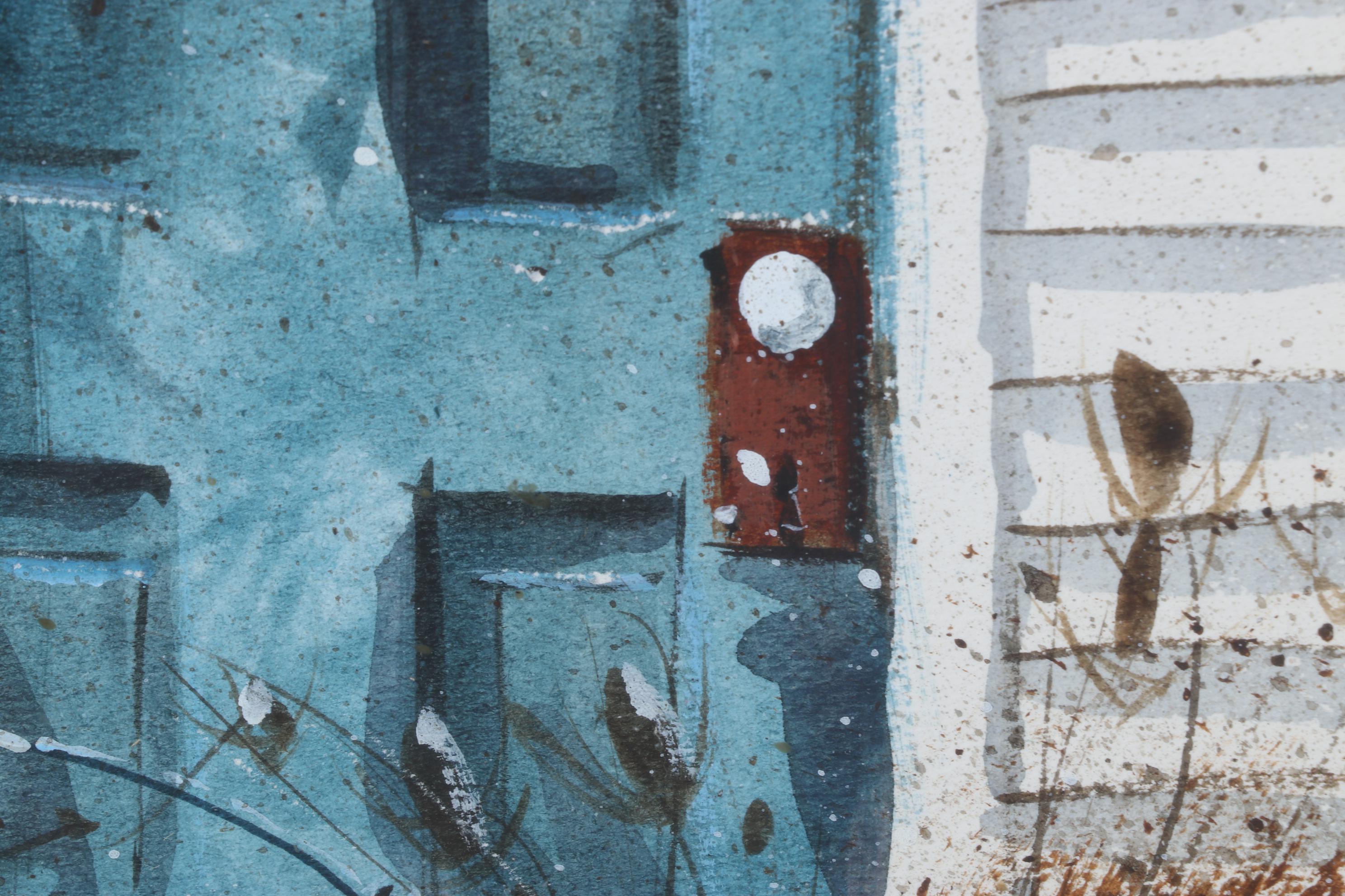 Ed Gifford Watercolor Painting Of Blue Front Door,  20th Century