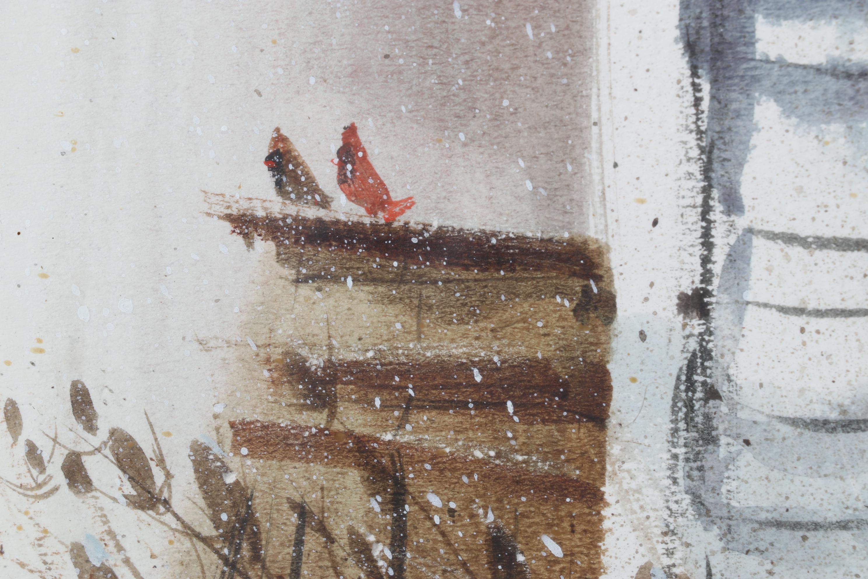 Ed Gifford Watercolor Painting Of Blue Front Door,  20th Century