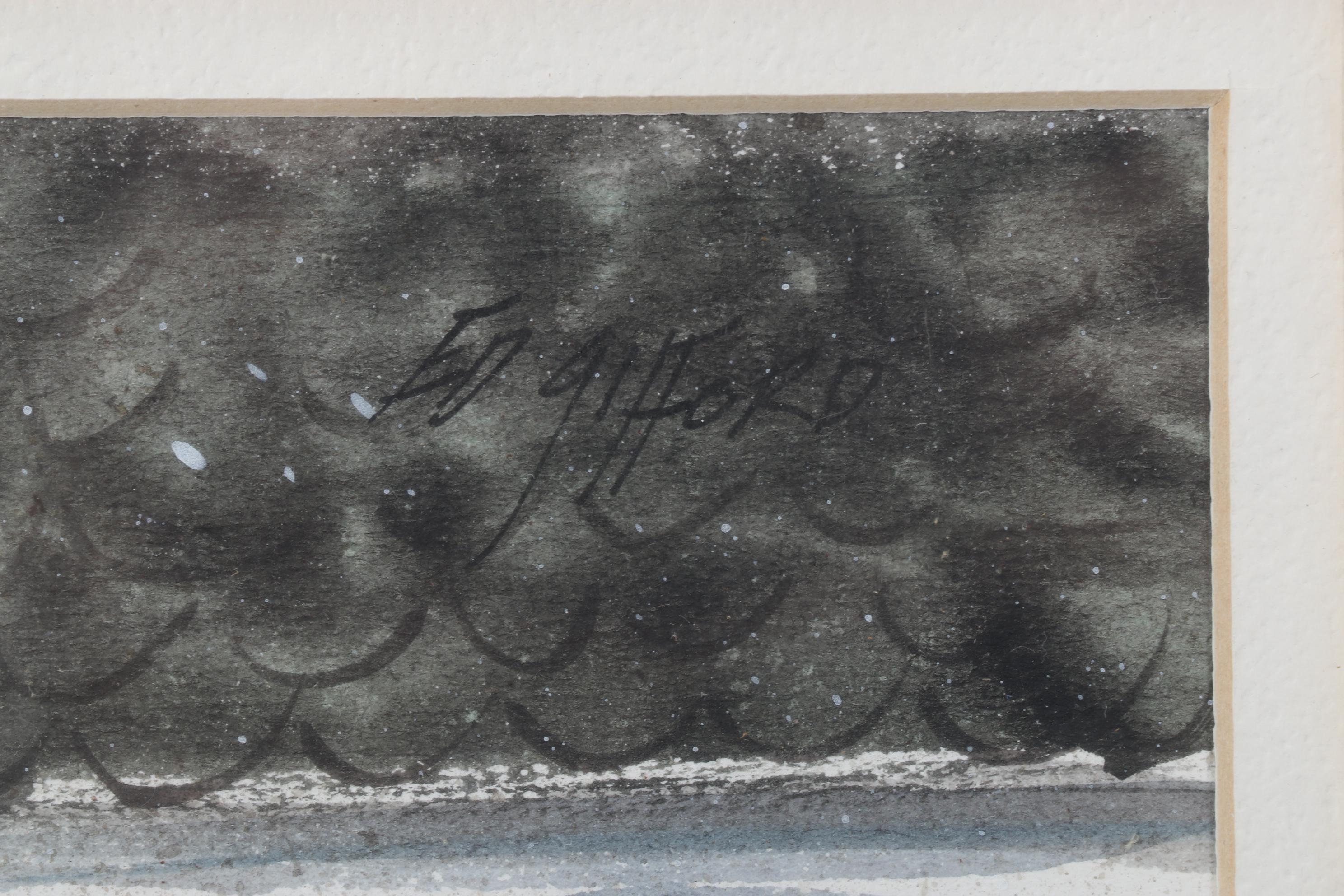 Ed Gifford Watercolor Painting Of Blue Front Door,  20th Century