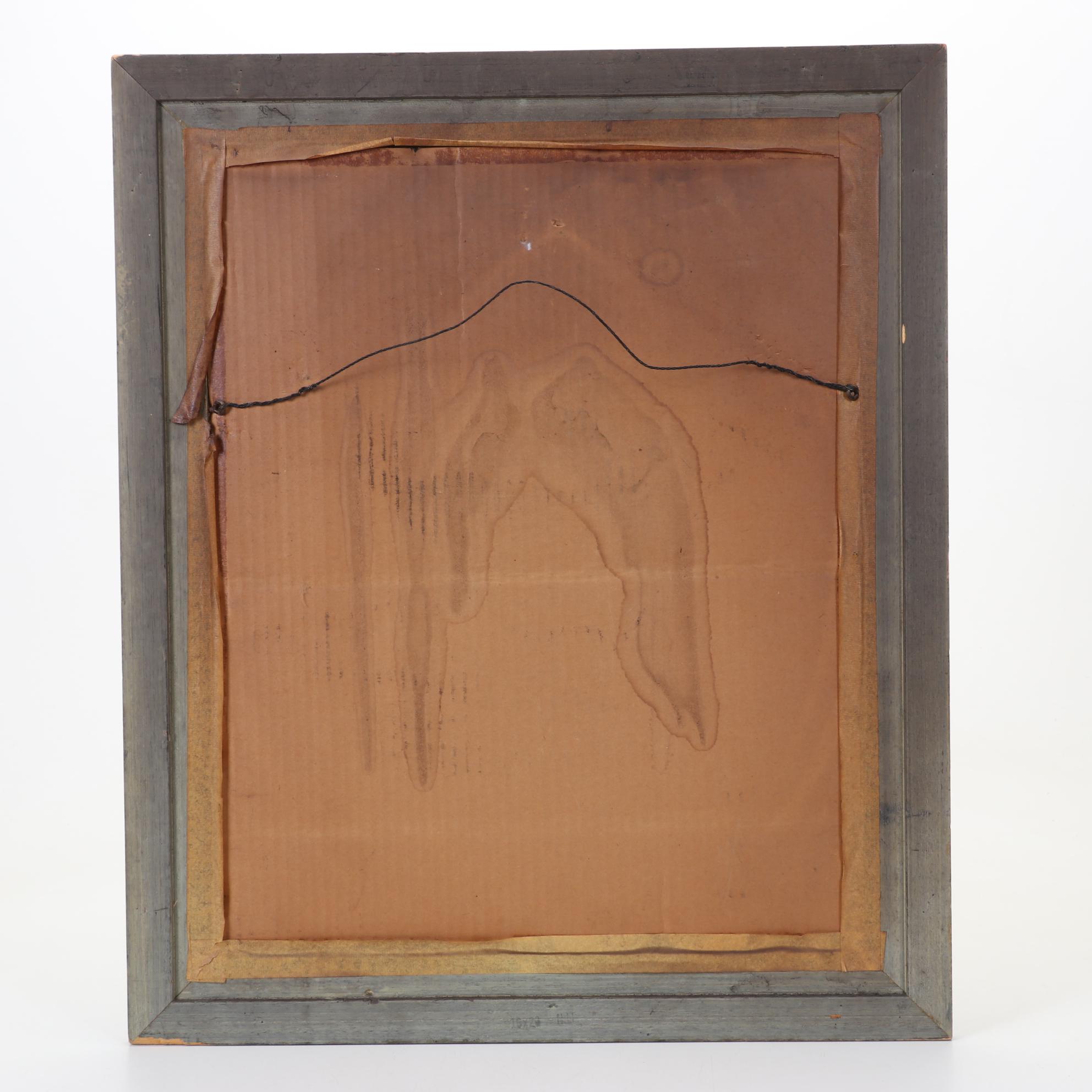 Ed Gifford Watercolor Painting Of Blue Front Door,  20th Century