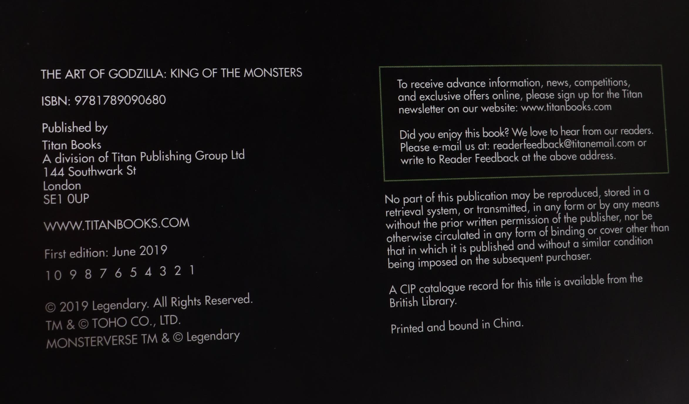 First Edition "The Art of Godzilla: King of the Monsters" and More