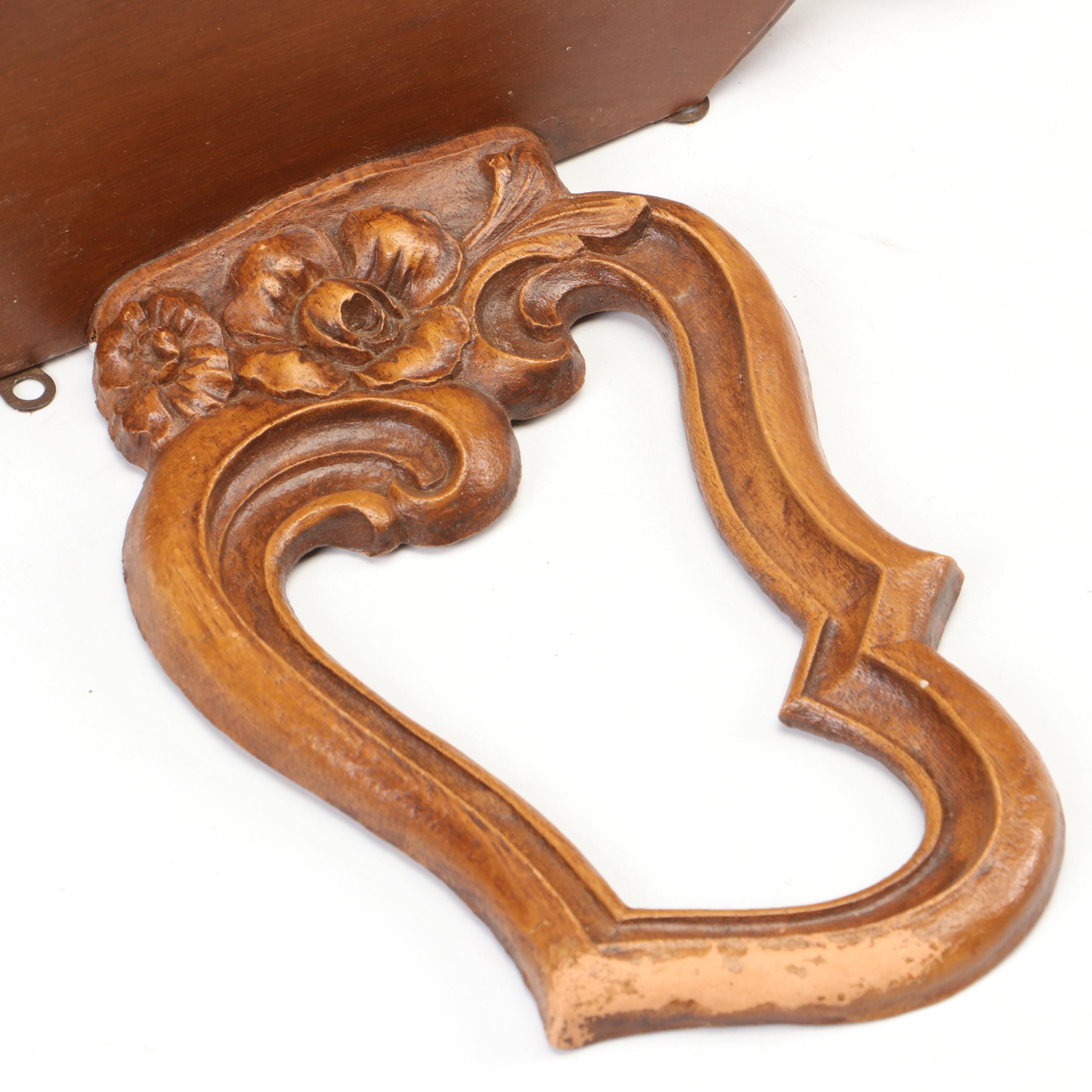 Syroco Carved Wood Decorative Plate Display Shelves With Polish Hand-Carved Tray
