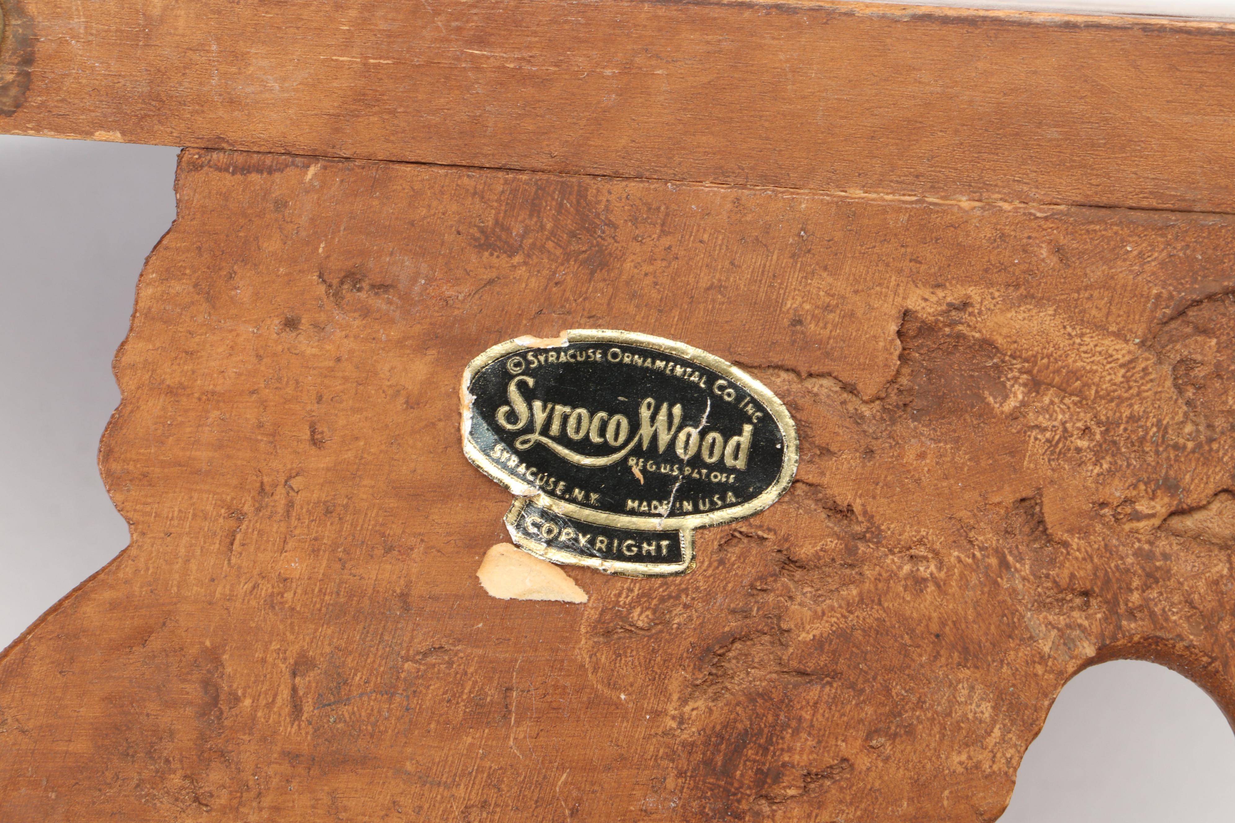 Syroco Carved Wood Decorative Plate Display Shelves With Polish Hand-Carved Tray