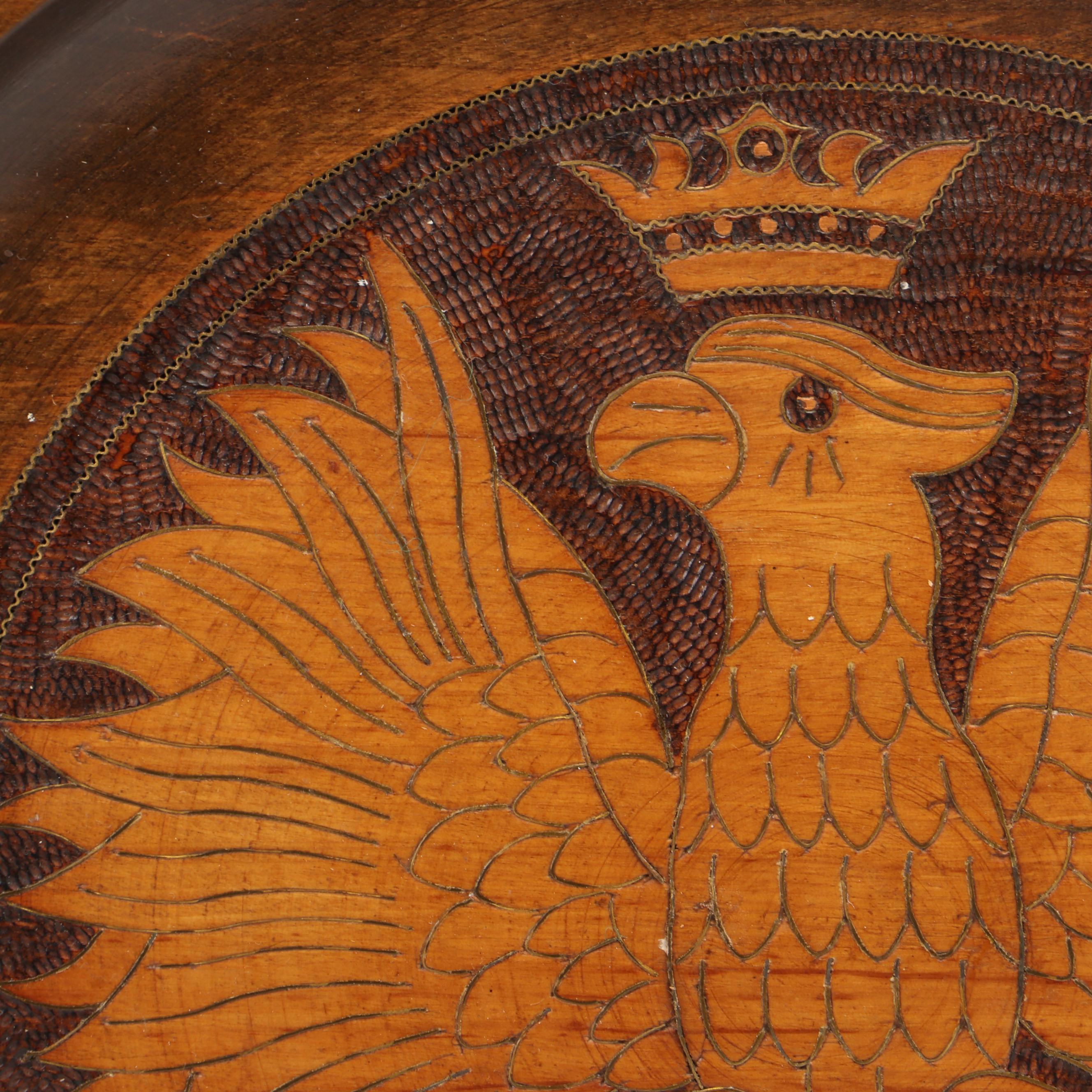 Syroco Carved Wood Decorative Plate Display Shelves With Polish Hand-Carved Tray