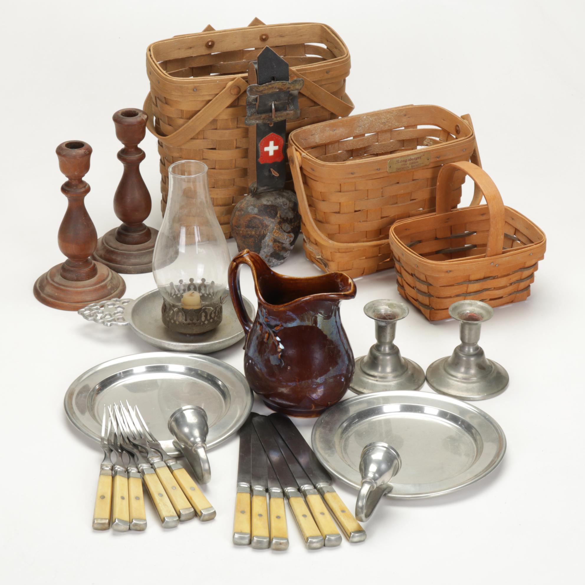 Longaberger Baskets, Utensils, Pewter Table Accessories and Other Decor