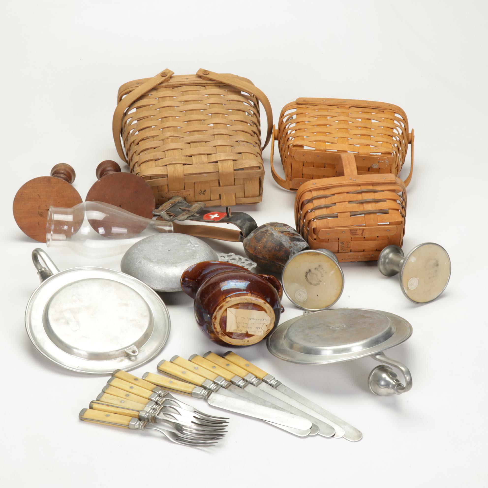 Longaberger Baskets, Utensils, Pewter Table Accessories and Other Decor