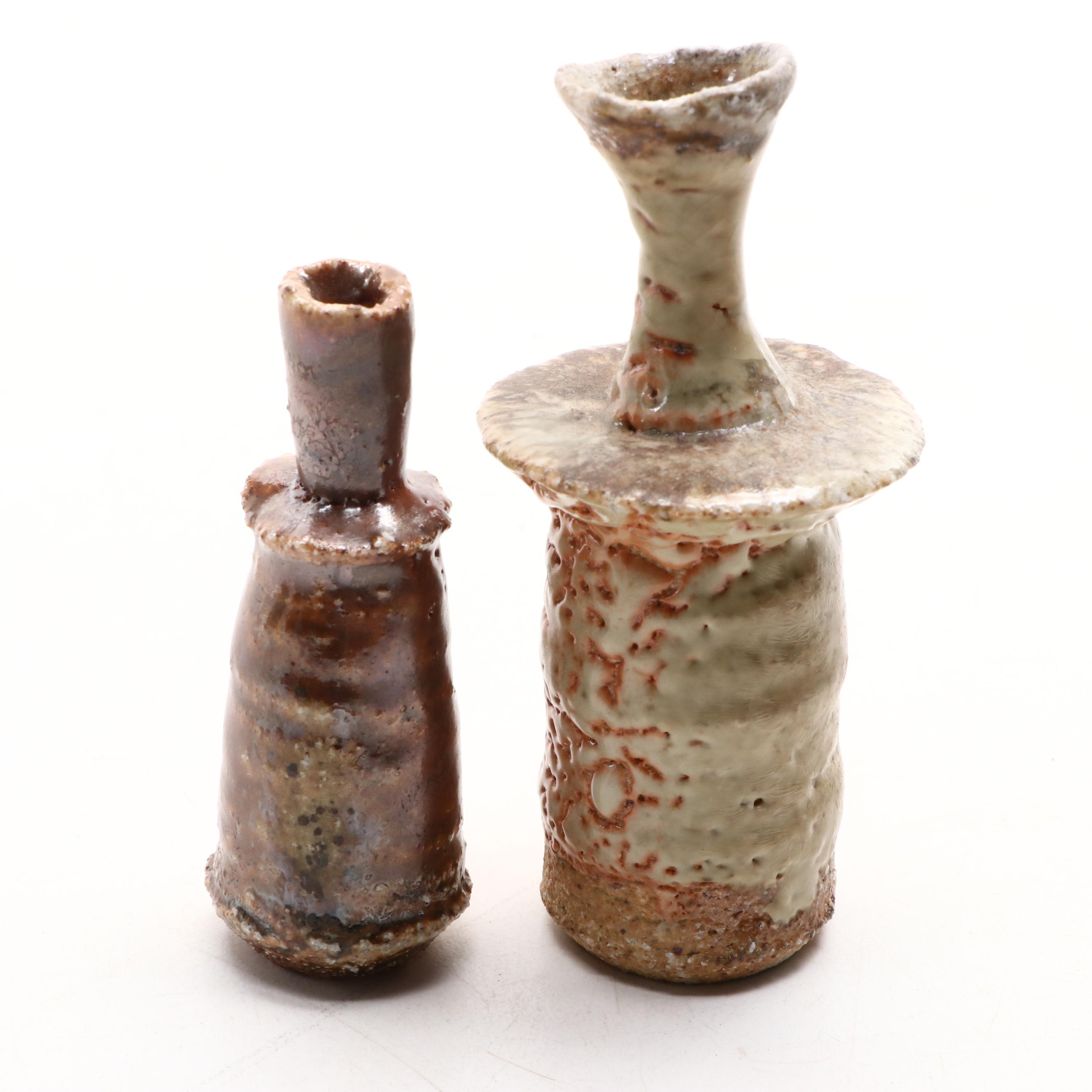 Stoneware Art Pottery Bottle Vases
