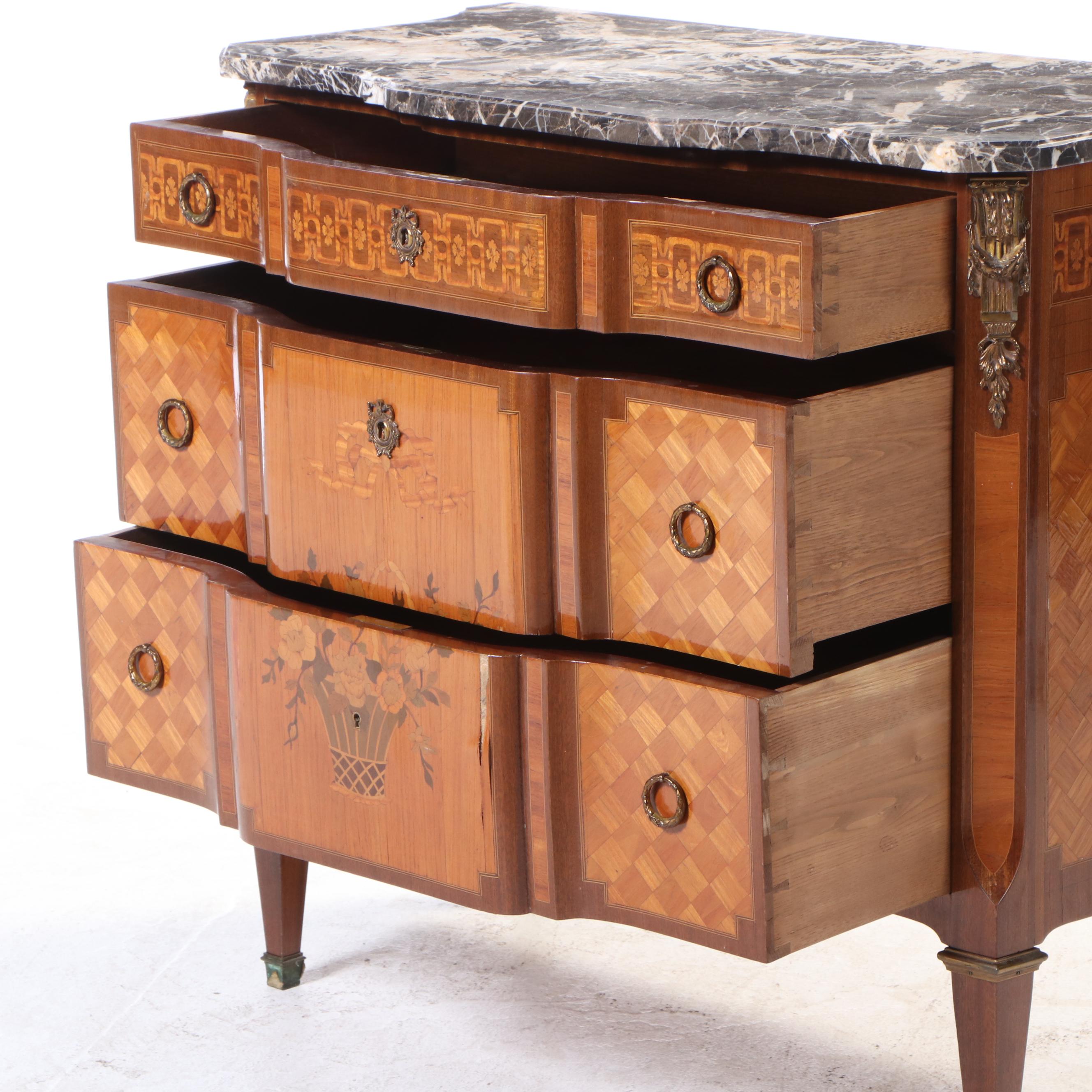 Maison François Daïdé Louis XVI Style Gilt Metal, Marquetry, and Marble Commode