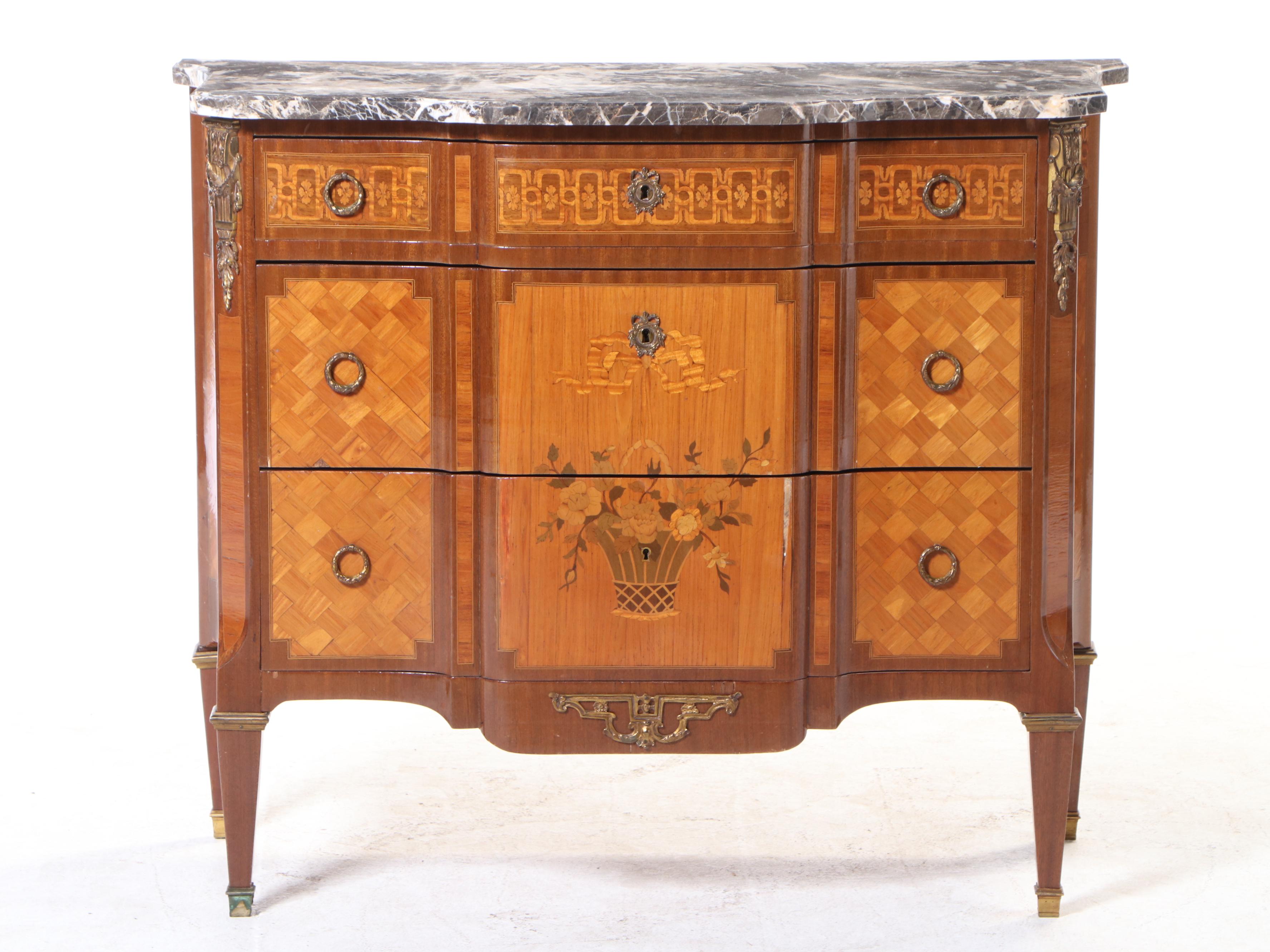 Maison François Daïdé Louis XVI Style Gilt Metal, Marquetry, and Marble Commode