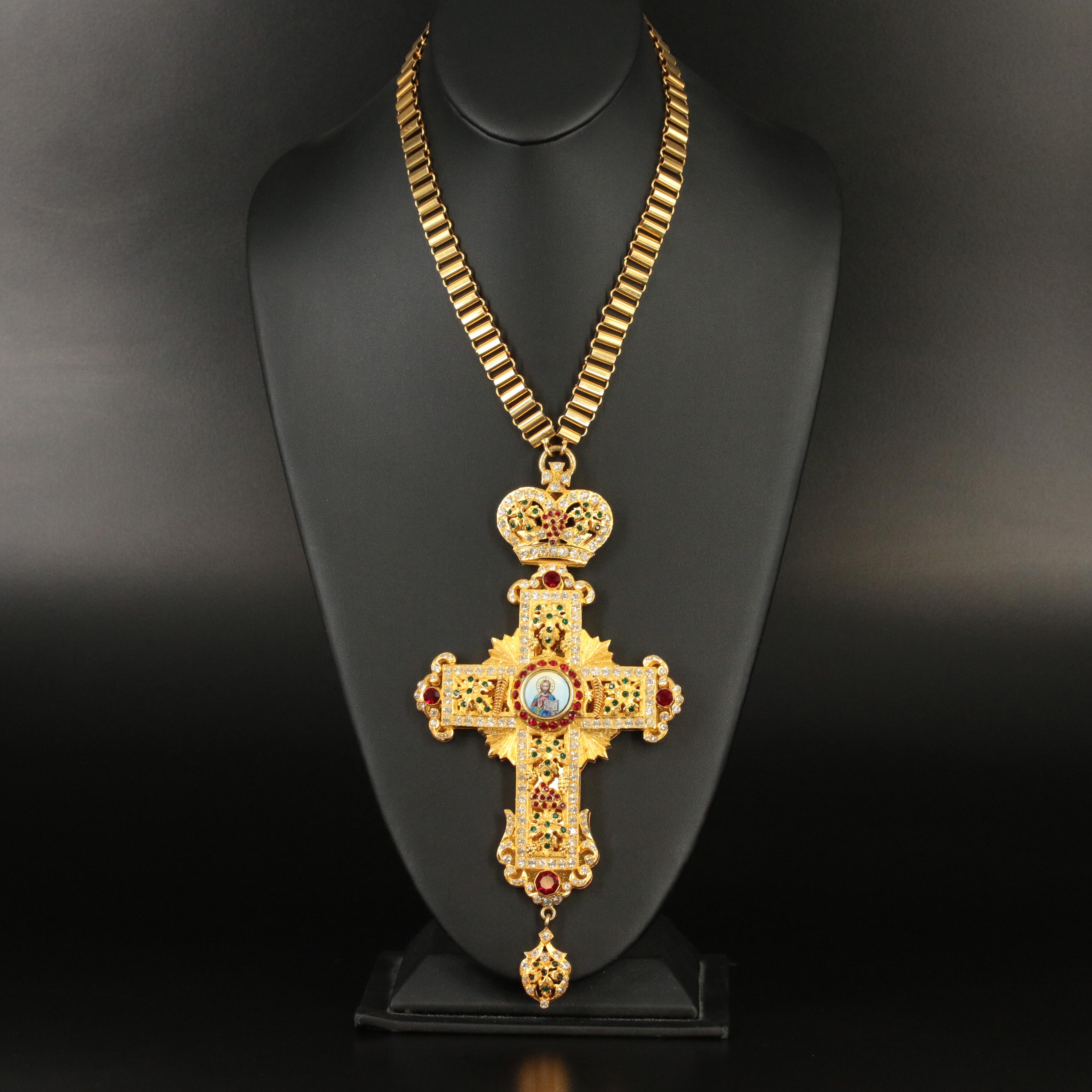 Greek Orthodox Abbot's Pectoral Cross with Christ the Life Giver Medallion