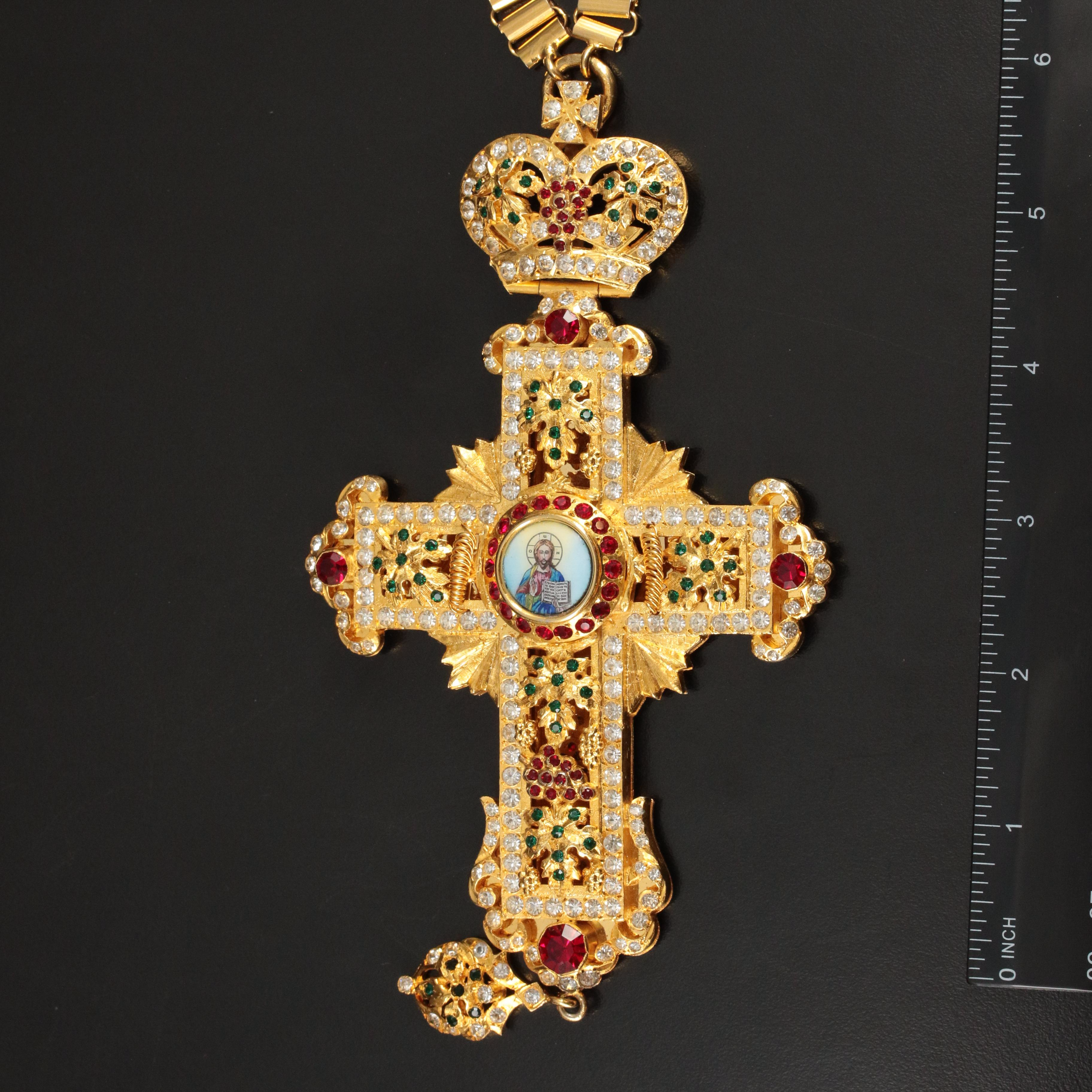 Greek Orthodox Abbot's Pectoral Cross with Christ the Life Giver Medallion