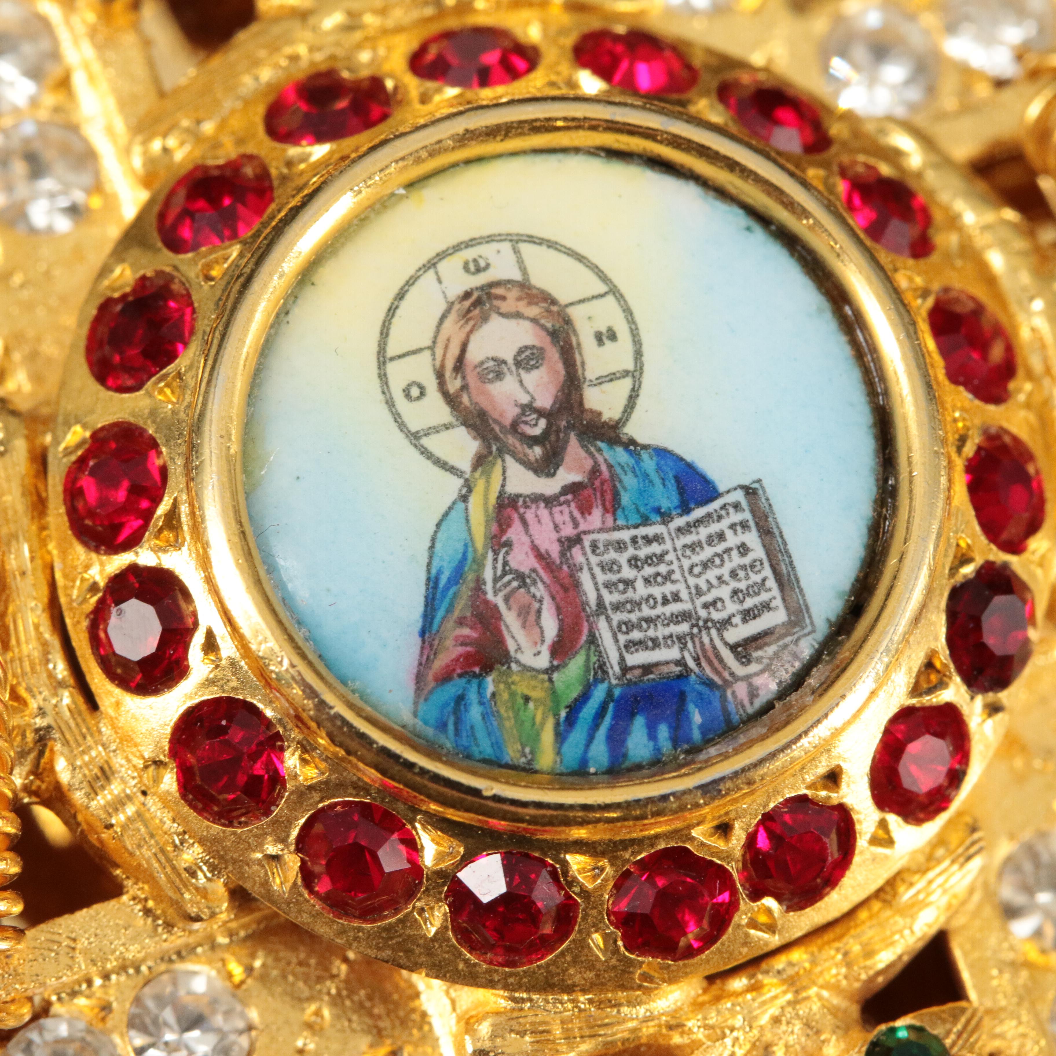 Greek Orthodox Abbot's Pectoral Cross with Christ the Life Giver Medallion