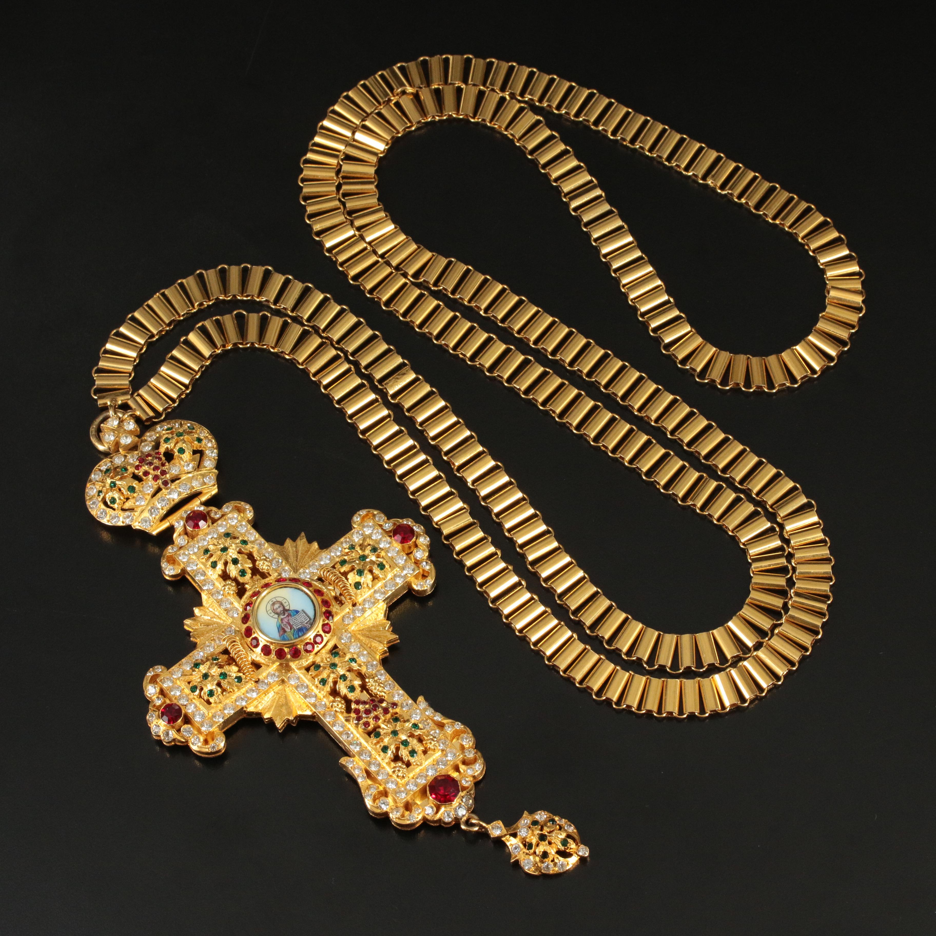 Greek Orthodox Abbot's Pectoral Cross with Christ the Life Giver Medallion