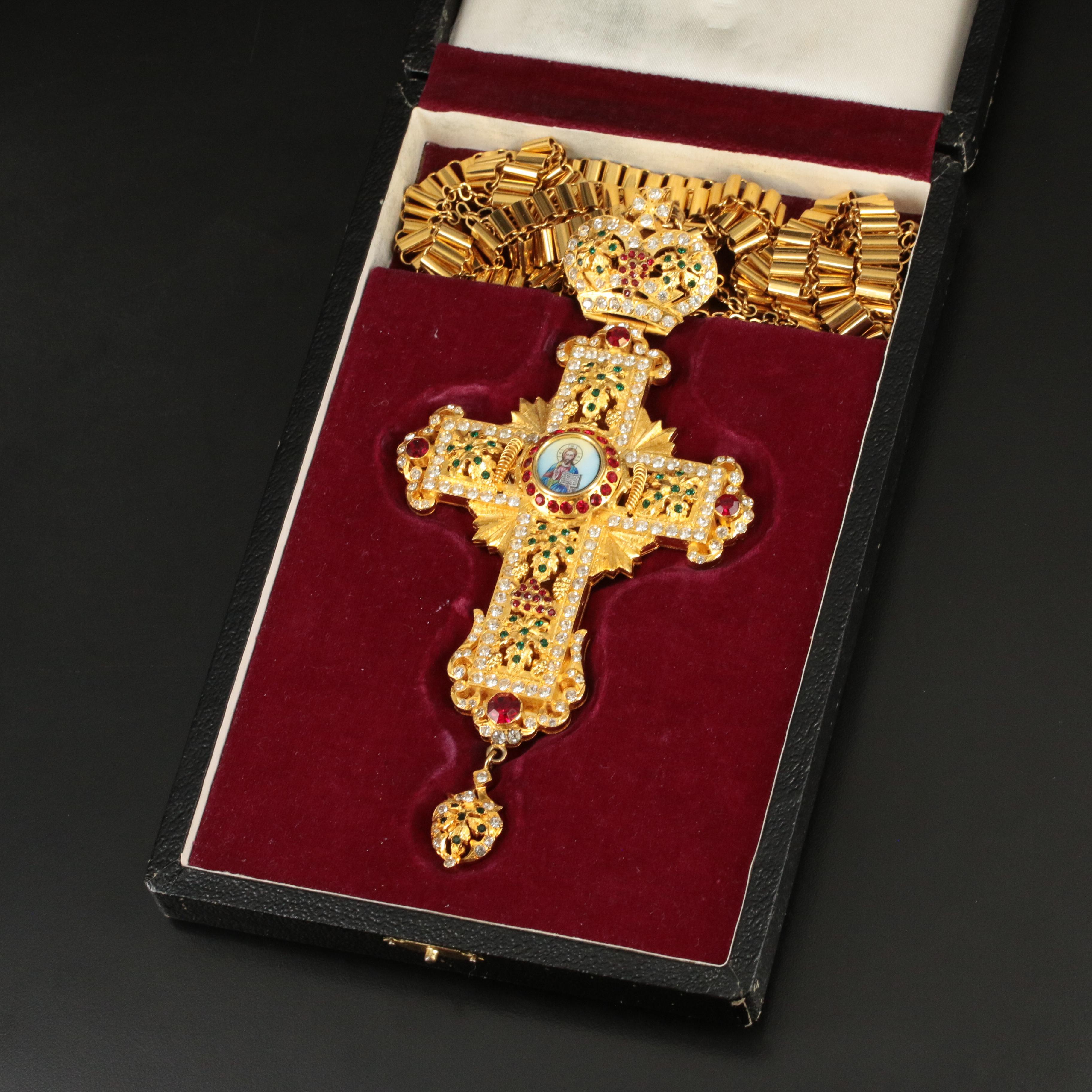 Greek Orthodox Abbot's Pectoral Cross with Christ the Life Giver Medallion