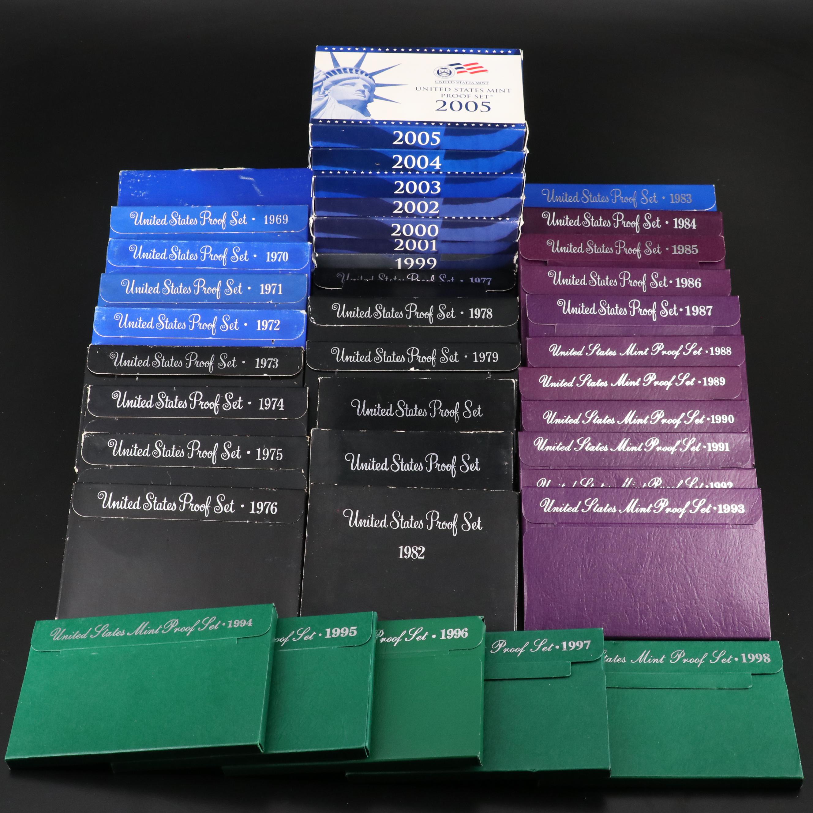 Thirty-Eight Different U.S. Mint Proof Sets, 1968 to 2005
