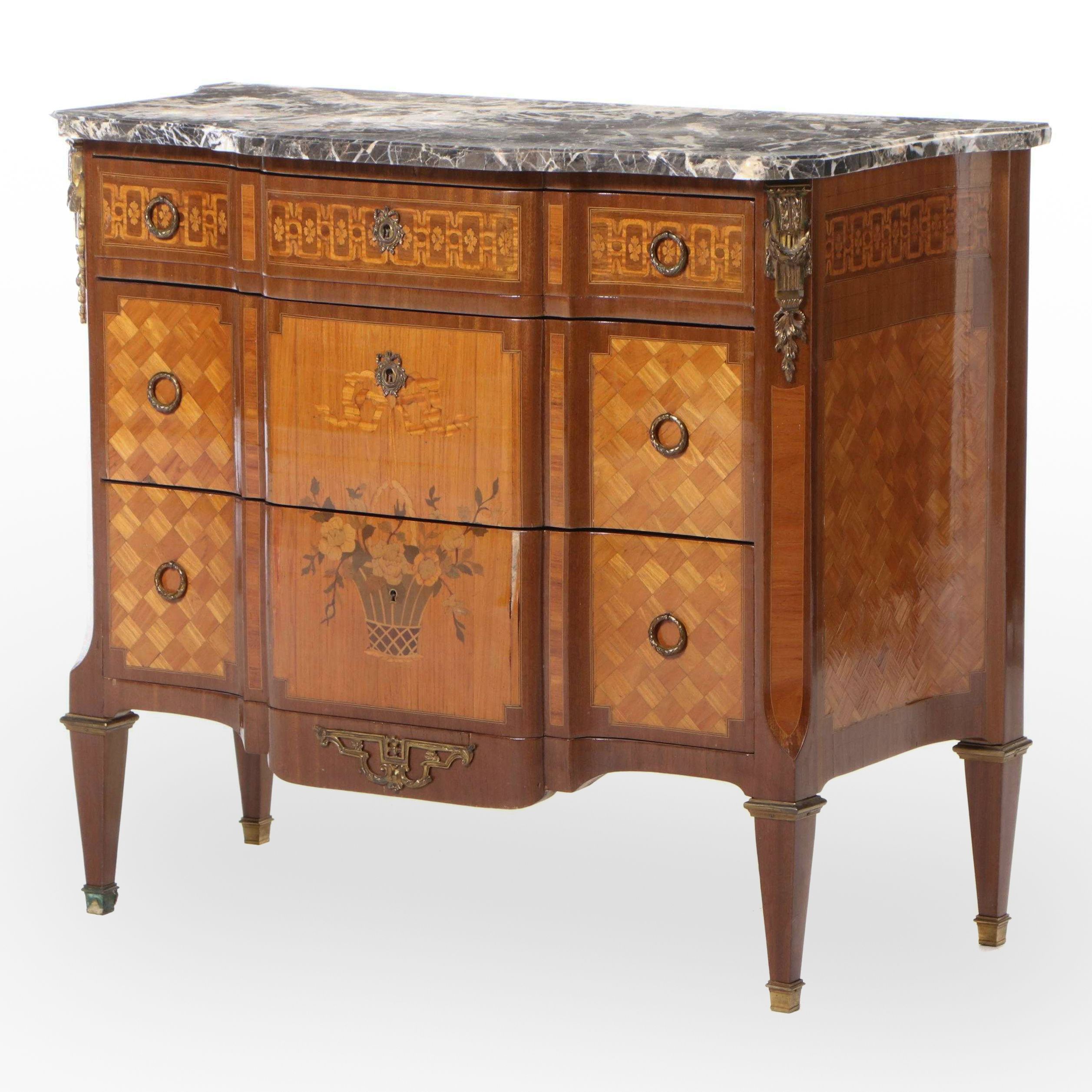 Maison François Daïdé Louis XVI Style Gilt Metal, Marquetry, and Marble Commode