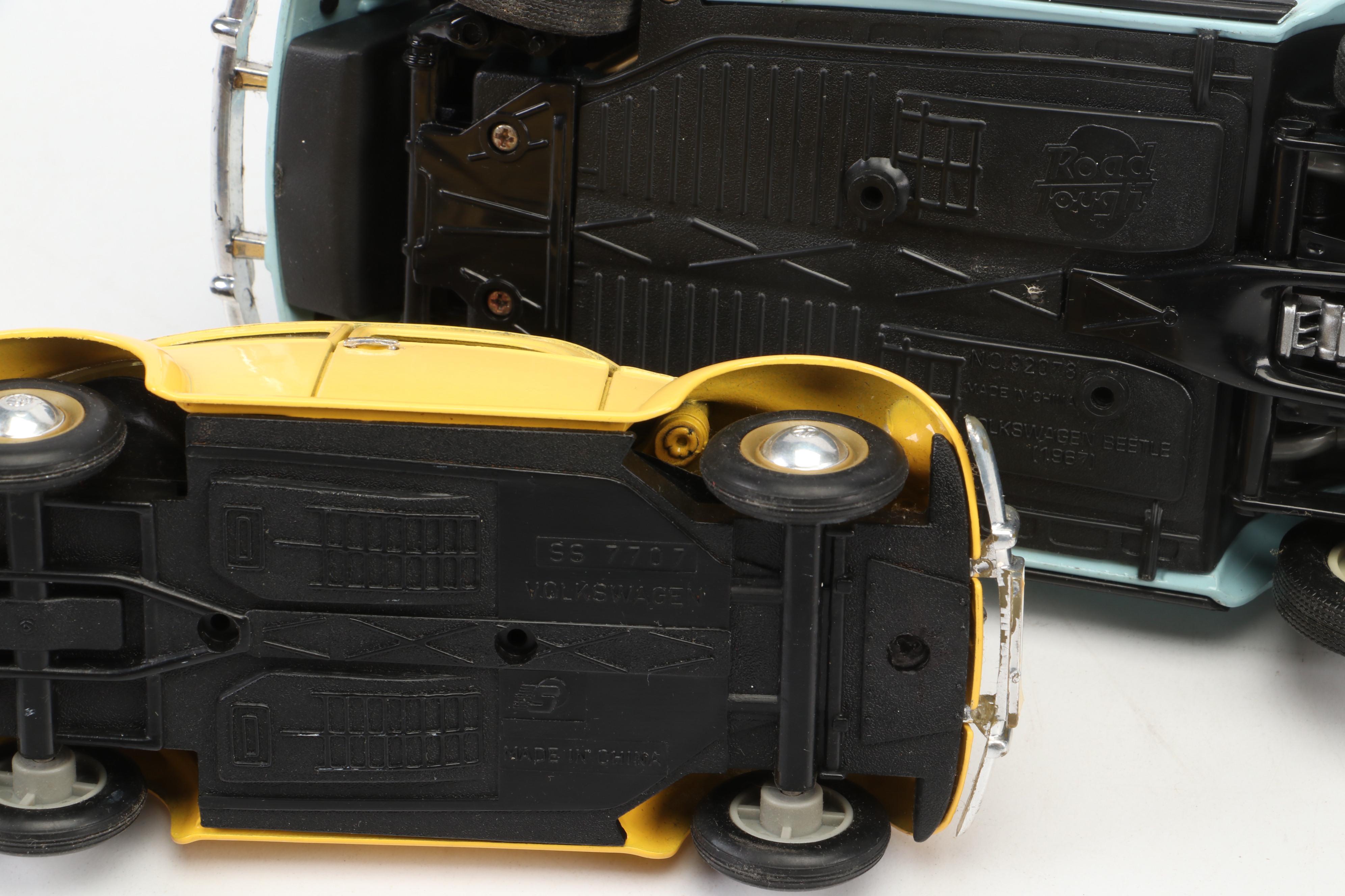 Japanese Ceramic Pierrot Trinket Dishes, VW Beetle Models, and Football Trophy