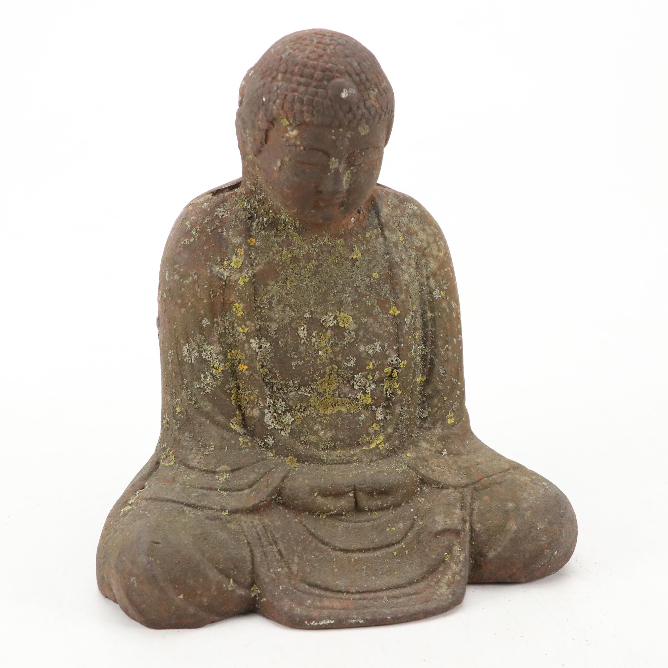 Miniature Bronze Replica of Kamakura Buddha with More Religious Figurines