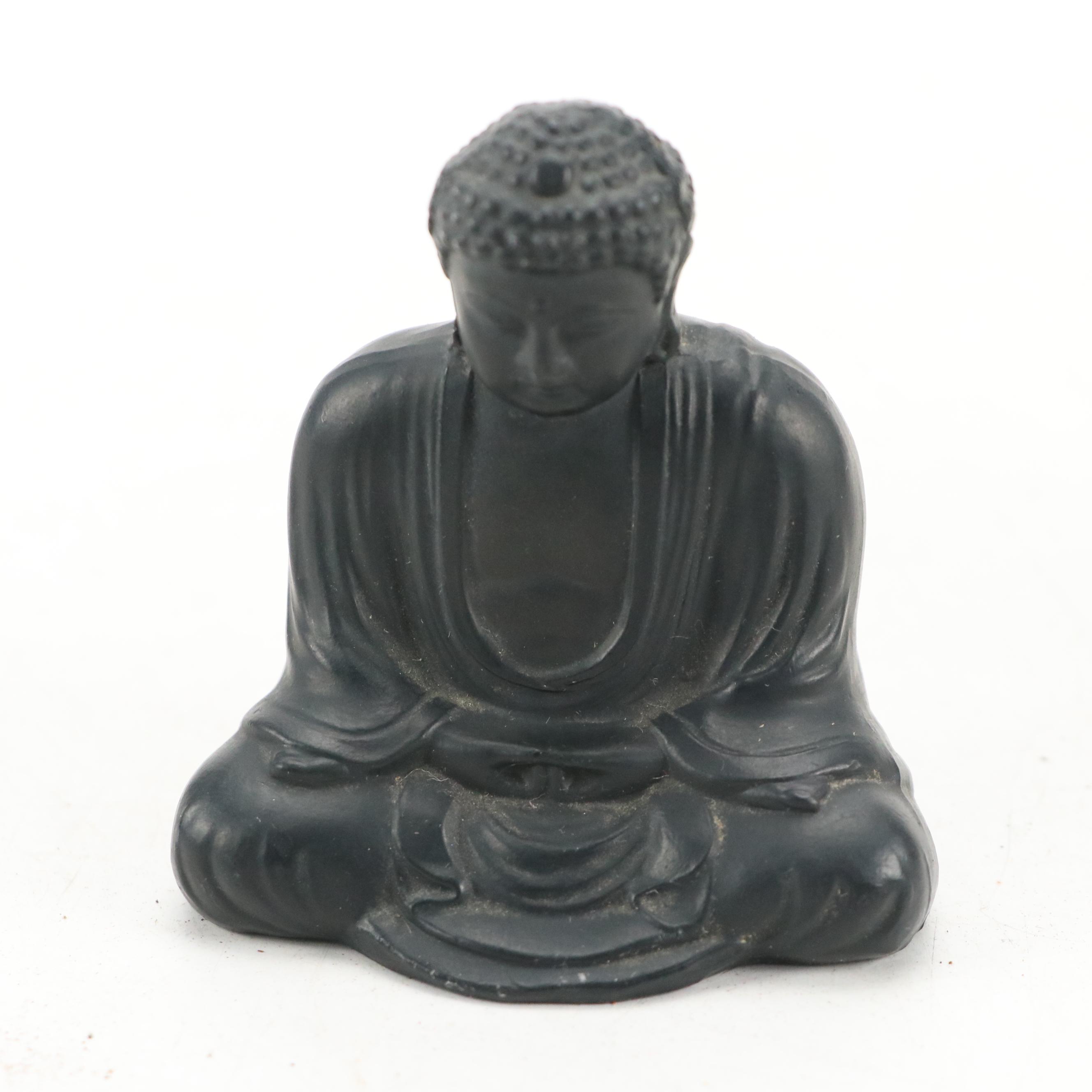Miniature Bronze Replica of Kamakura Buddha with More Religious Figurines