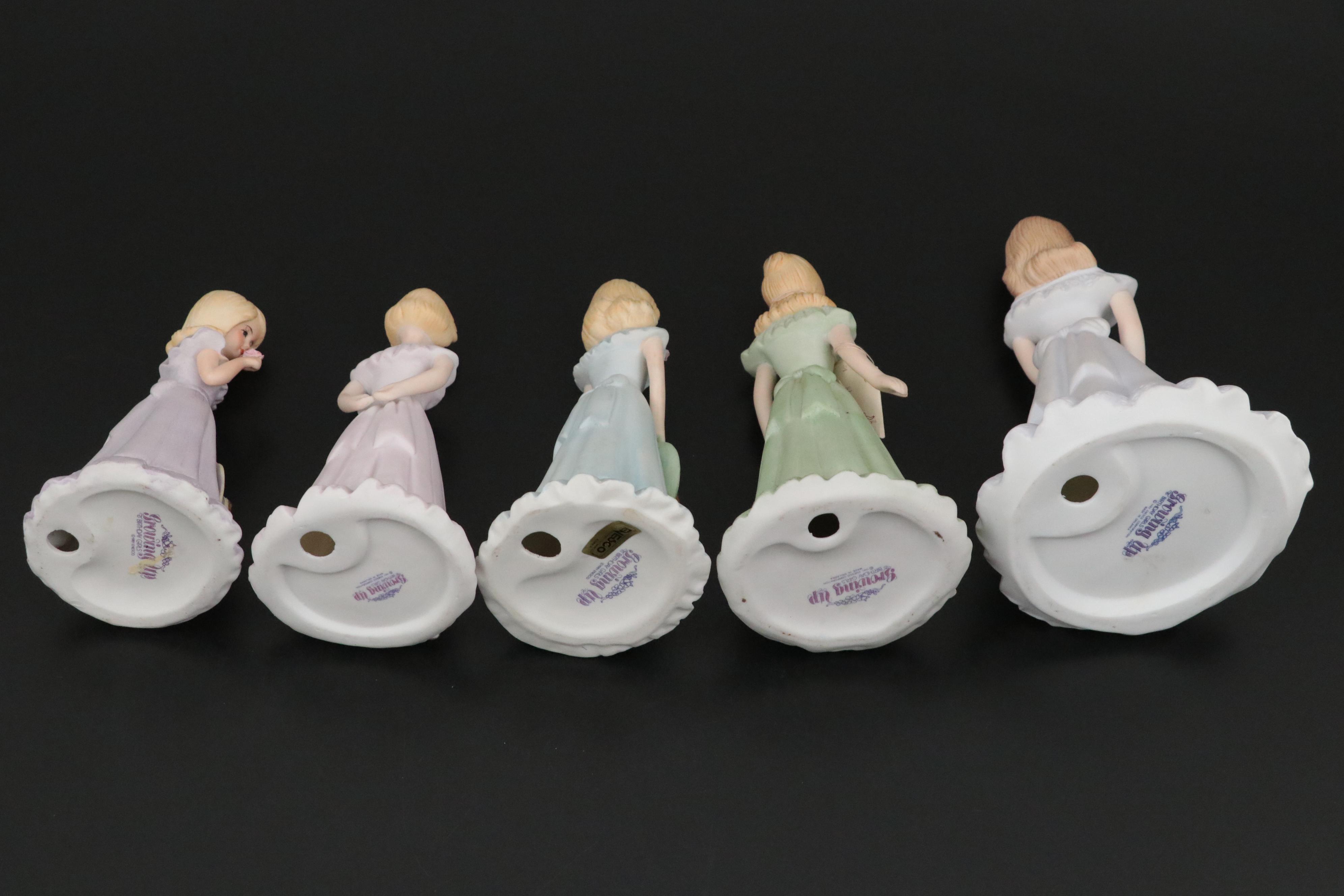 Enesco "Growing Up" Birthday Girls Porcelain Figurines