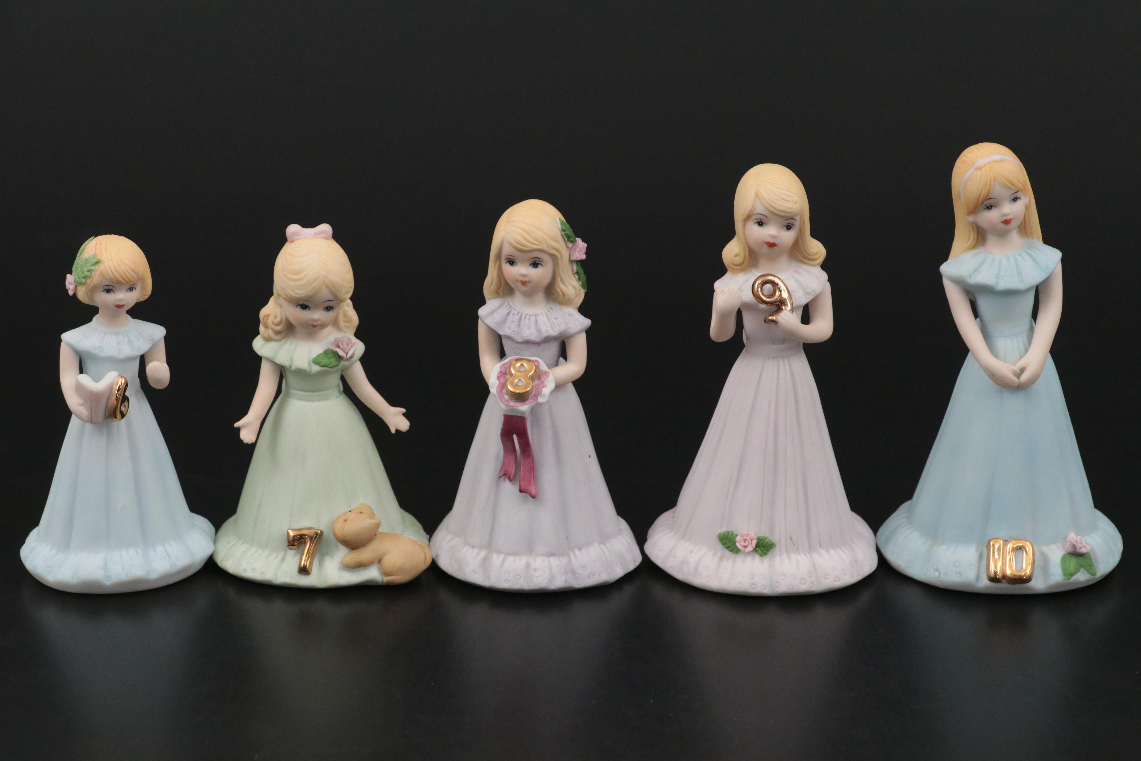 Enesco "Growing Up" Birthday Girls Porcelain Figurines