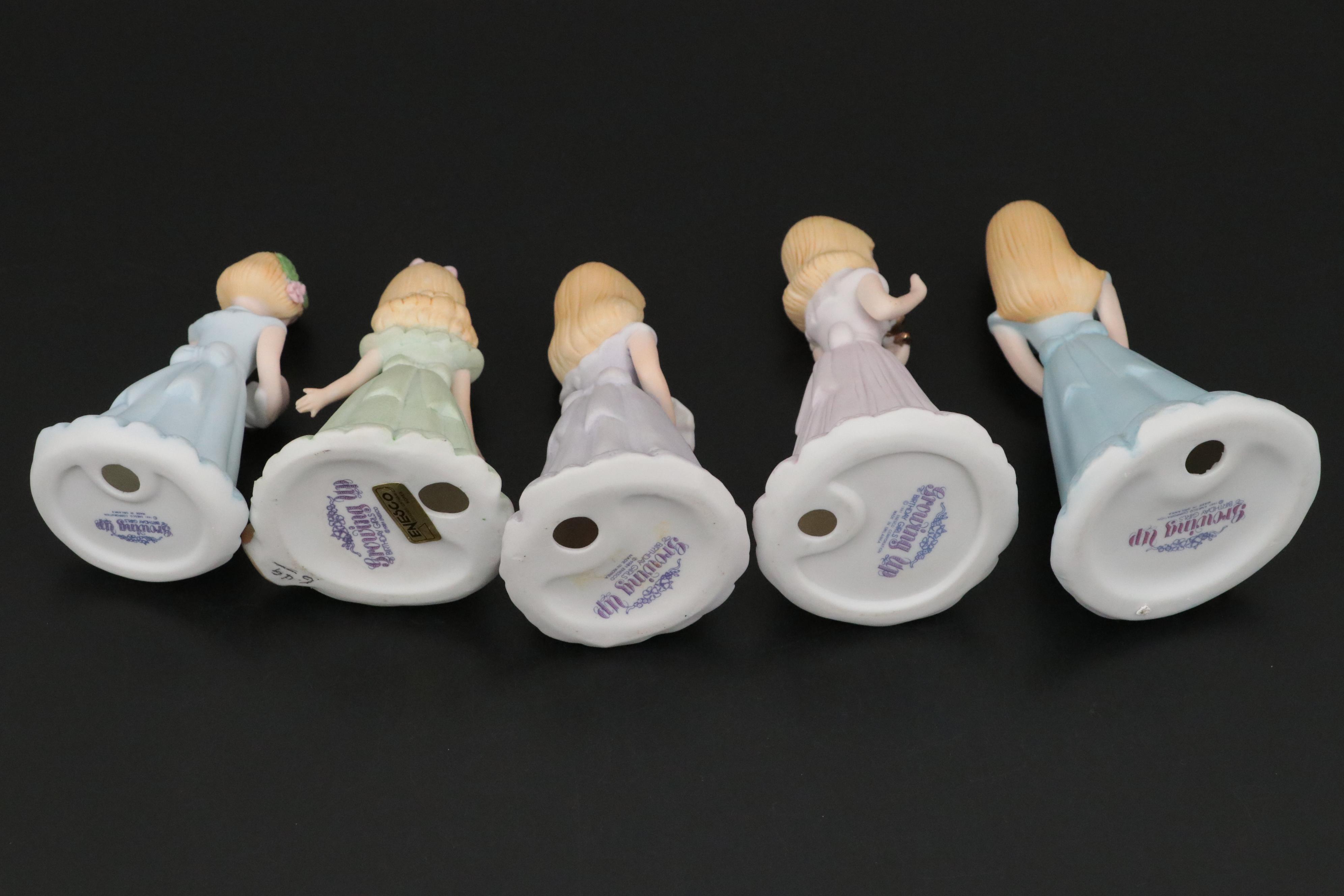 Enesco "Growing Up" Birthday Girls Porcelain Figurines