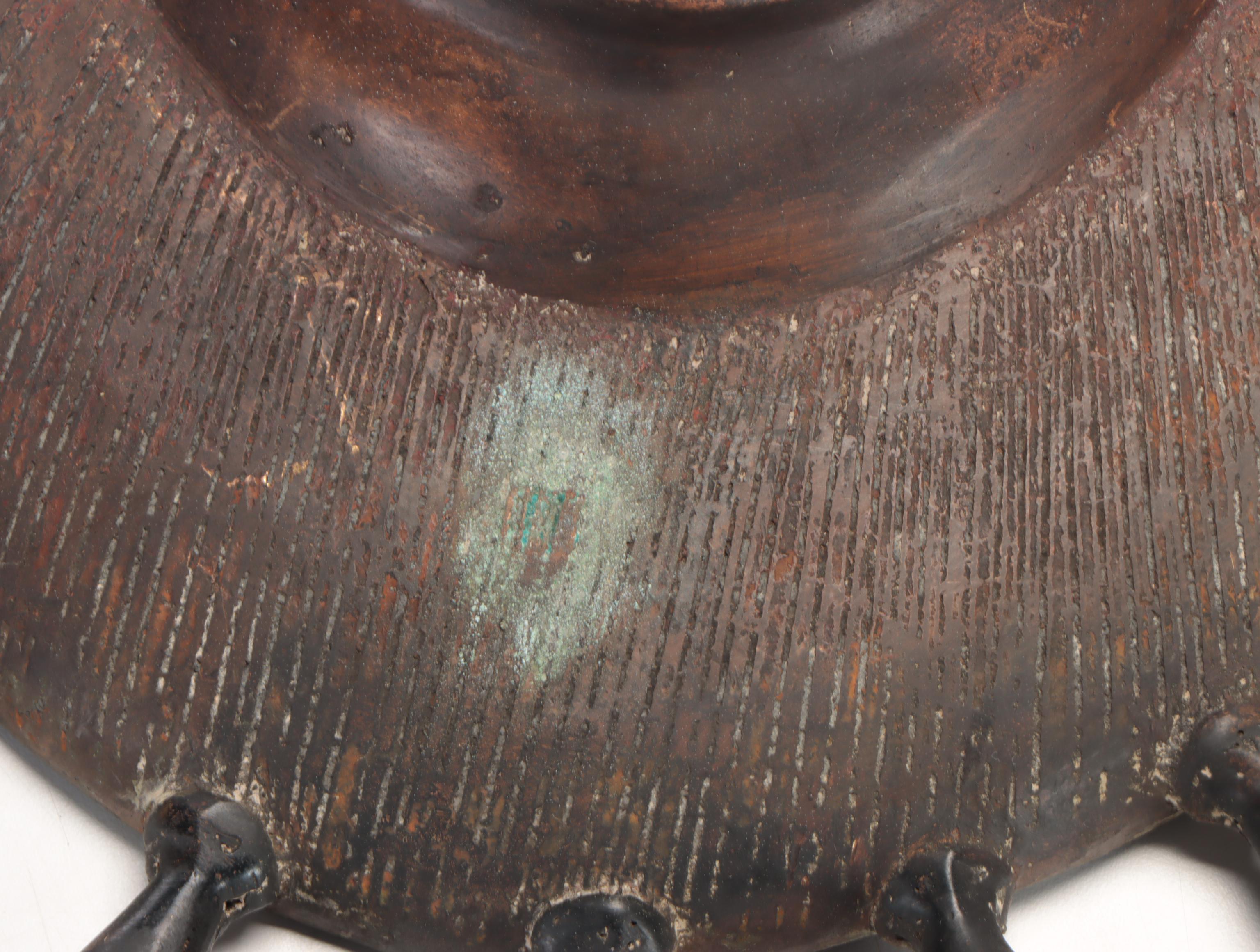 Bamun / Bamileke Style Cast Metal Double Alligator Royal Court Mask