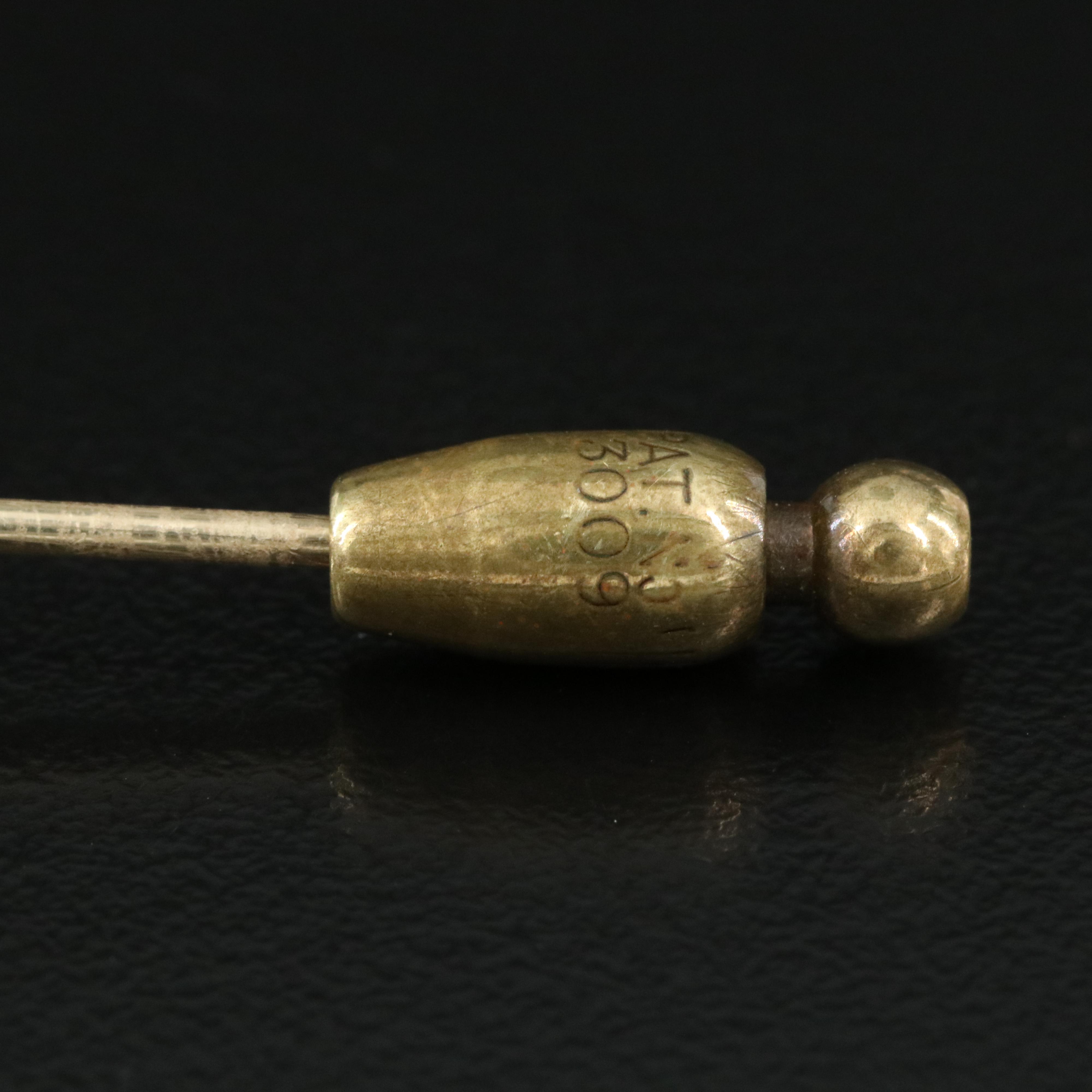 Antique 14K Turquoise, Emerald and Enamel Bell Tassel Stick Pin