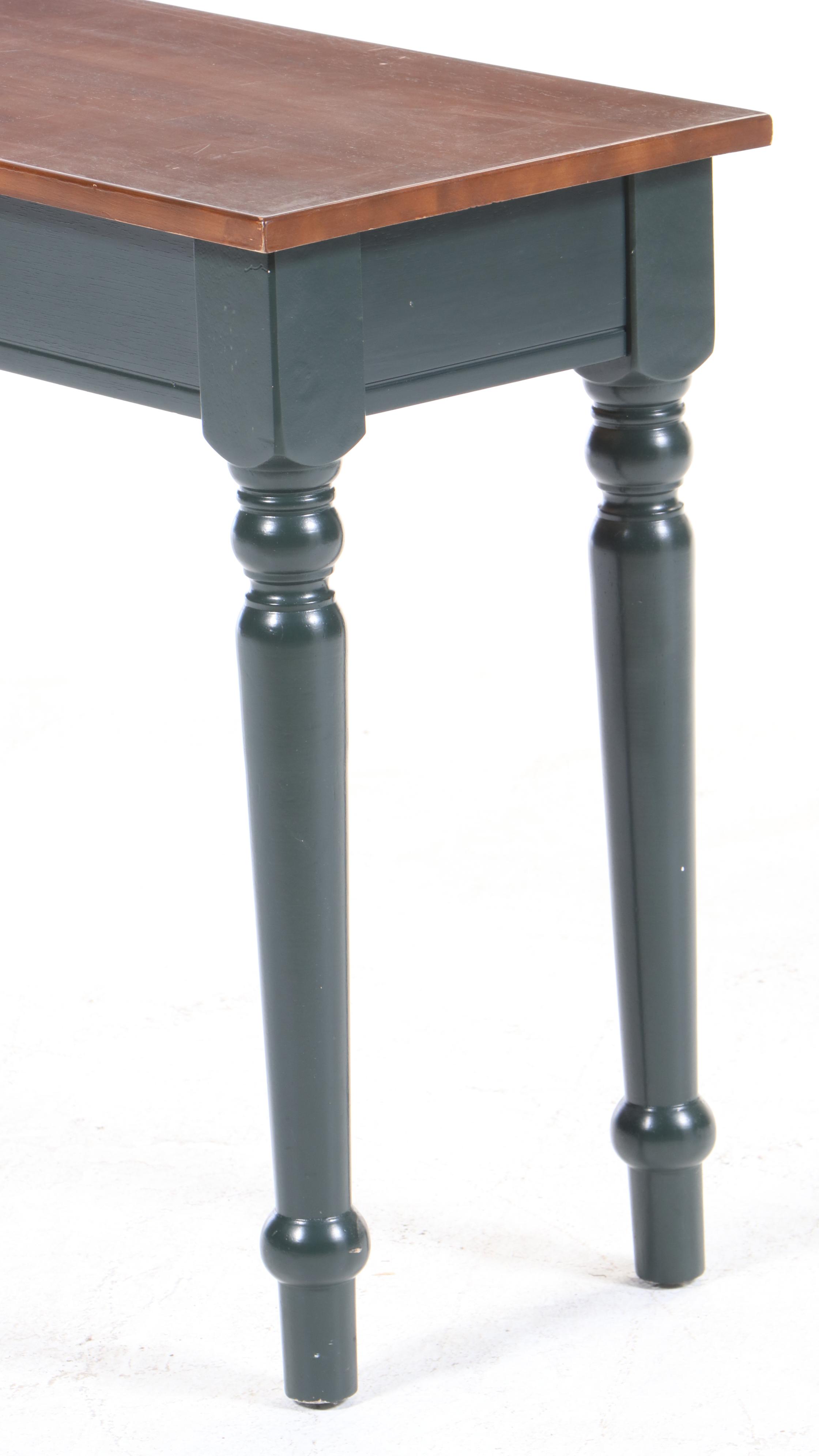 American Primitive Style Parcel-Painted Hardwood Console Table