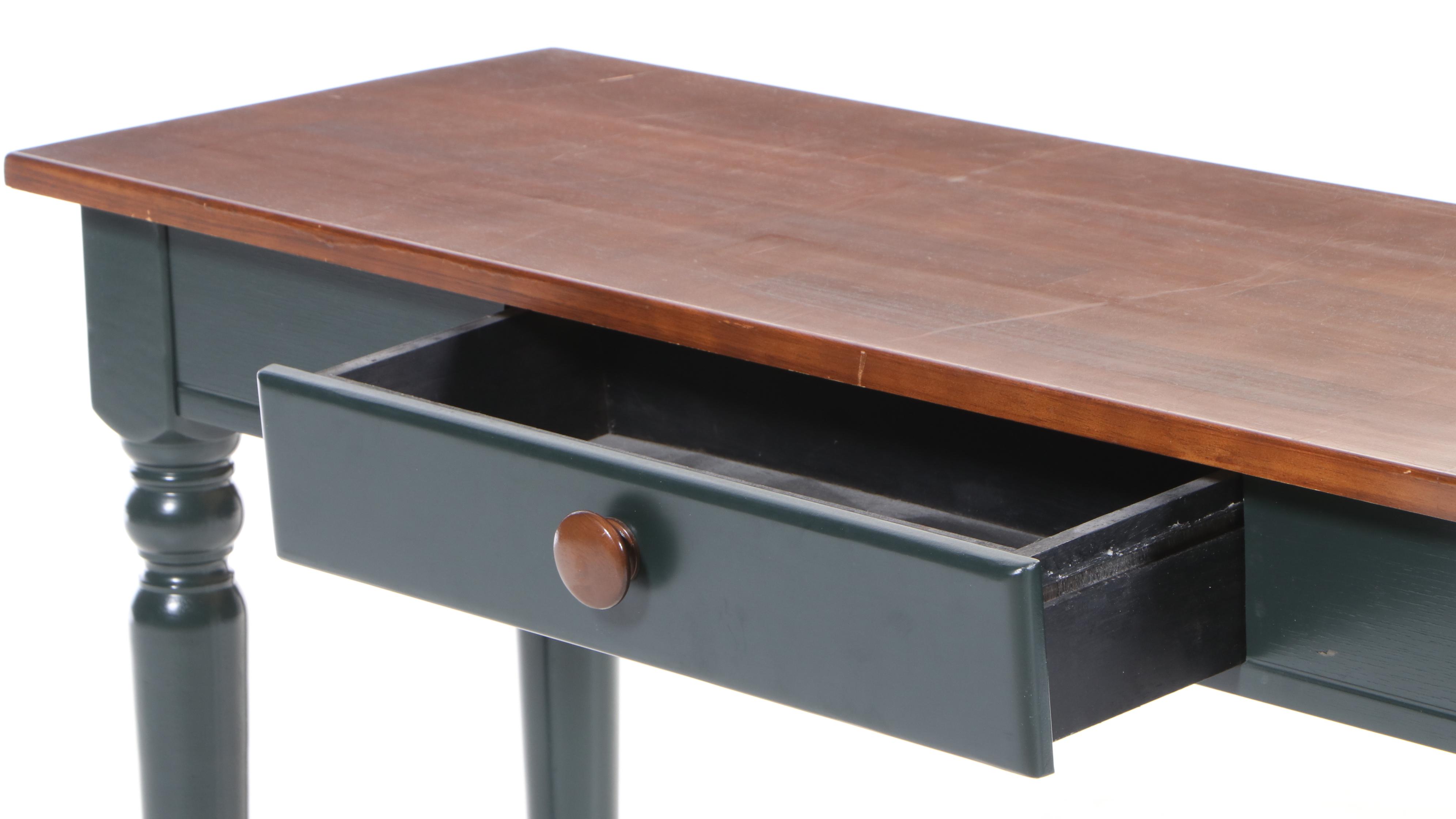 American Primitive Style Parcel-Painted Hardwood Console Table