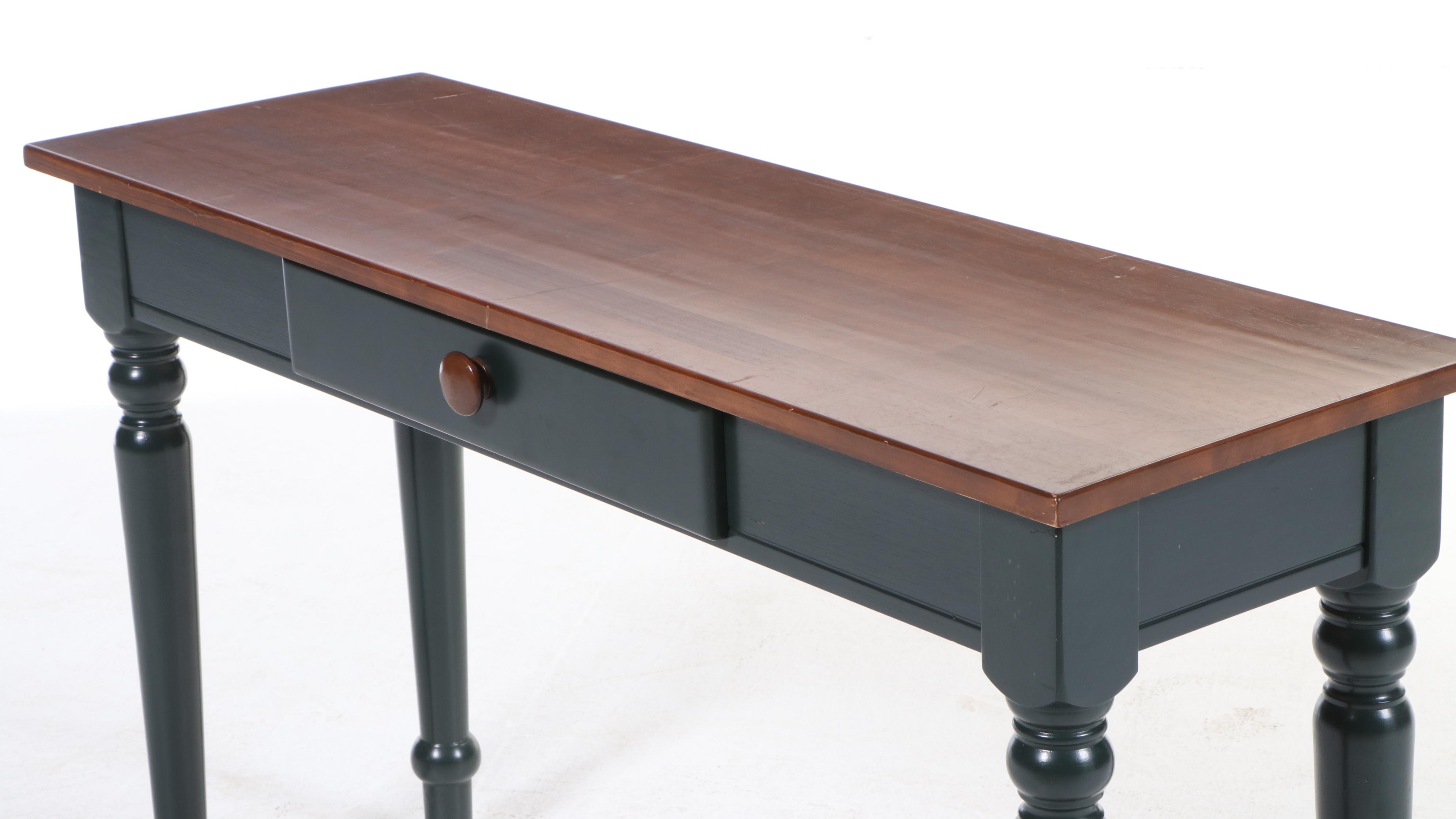 American Primitive Style Parcel-Painted Hardwood Console Table