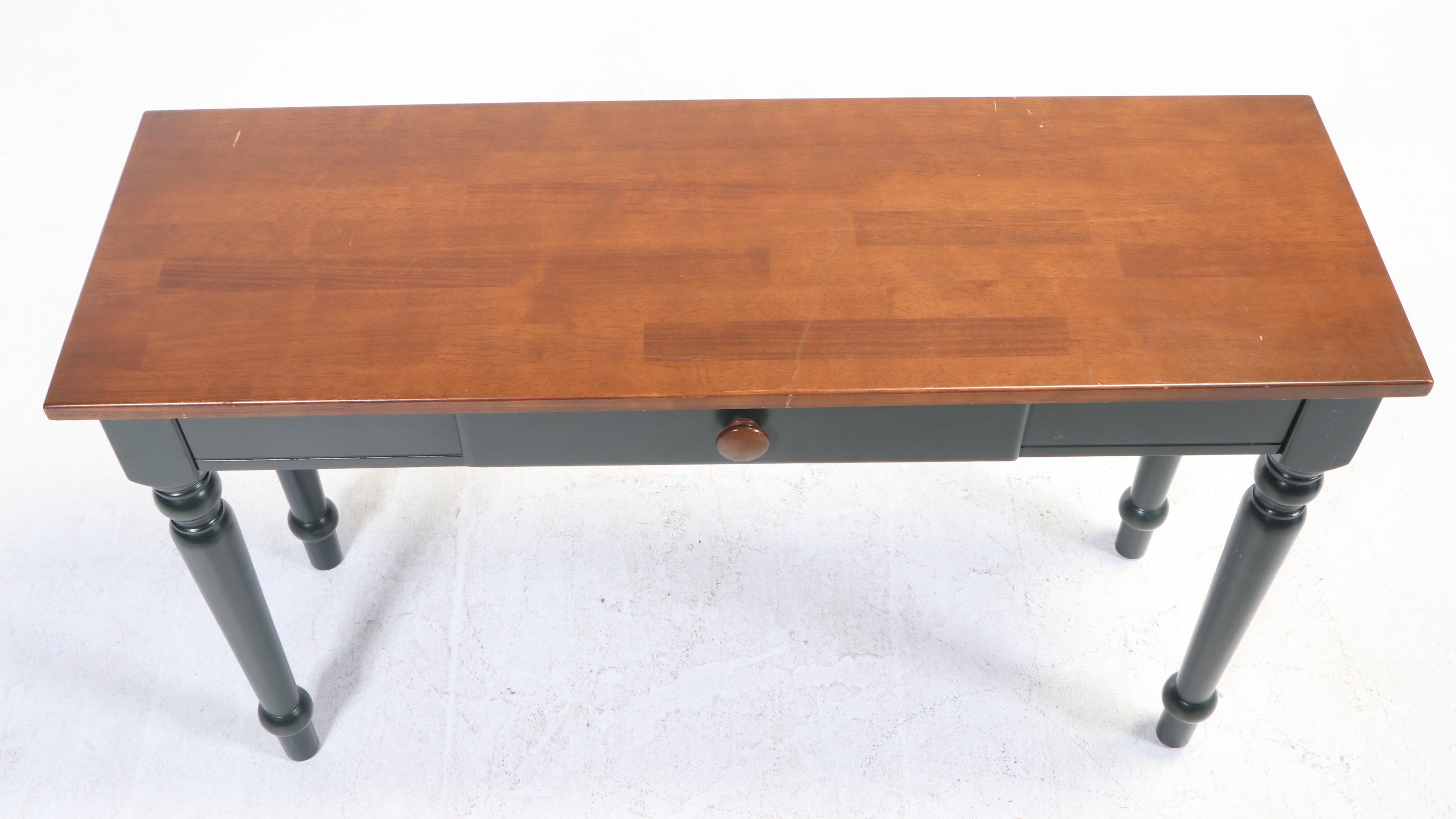 American Primitive Style Parcel-Painted Hardwood Console Table