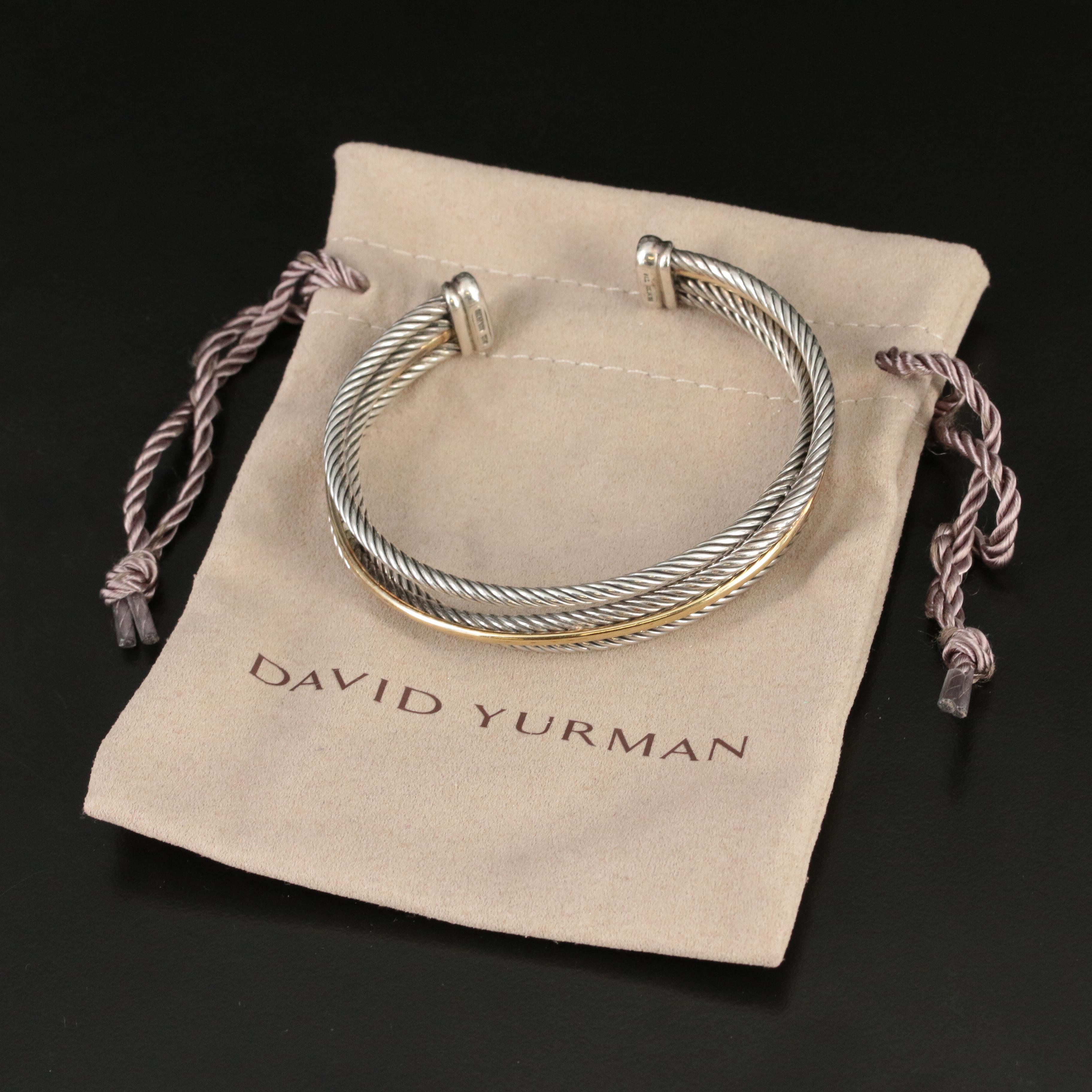 David Yurman Crossover Sterling and 18K Bonded Gold Cuff Bracelet