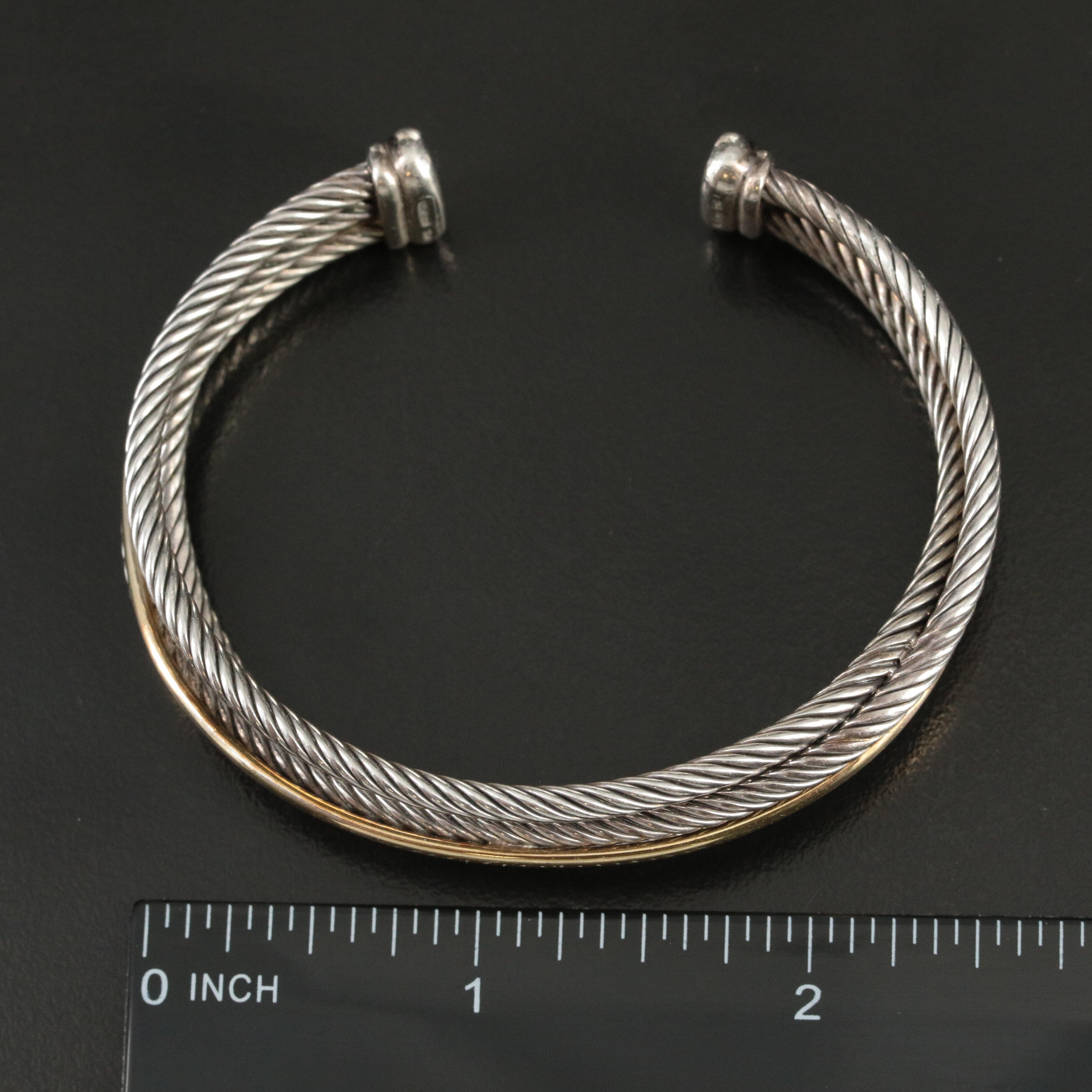 David Yurman Crossover Sterling and 18K Bonded Gold Cuff Bracelet