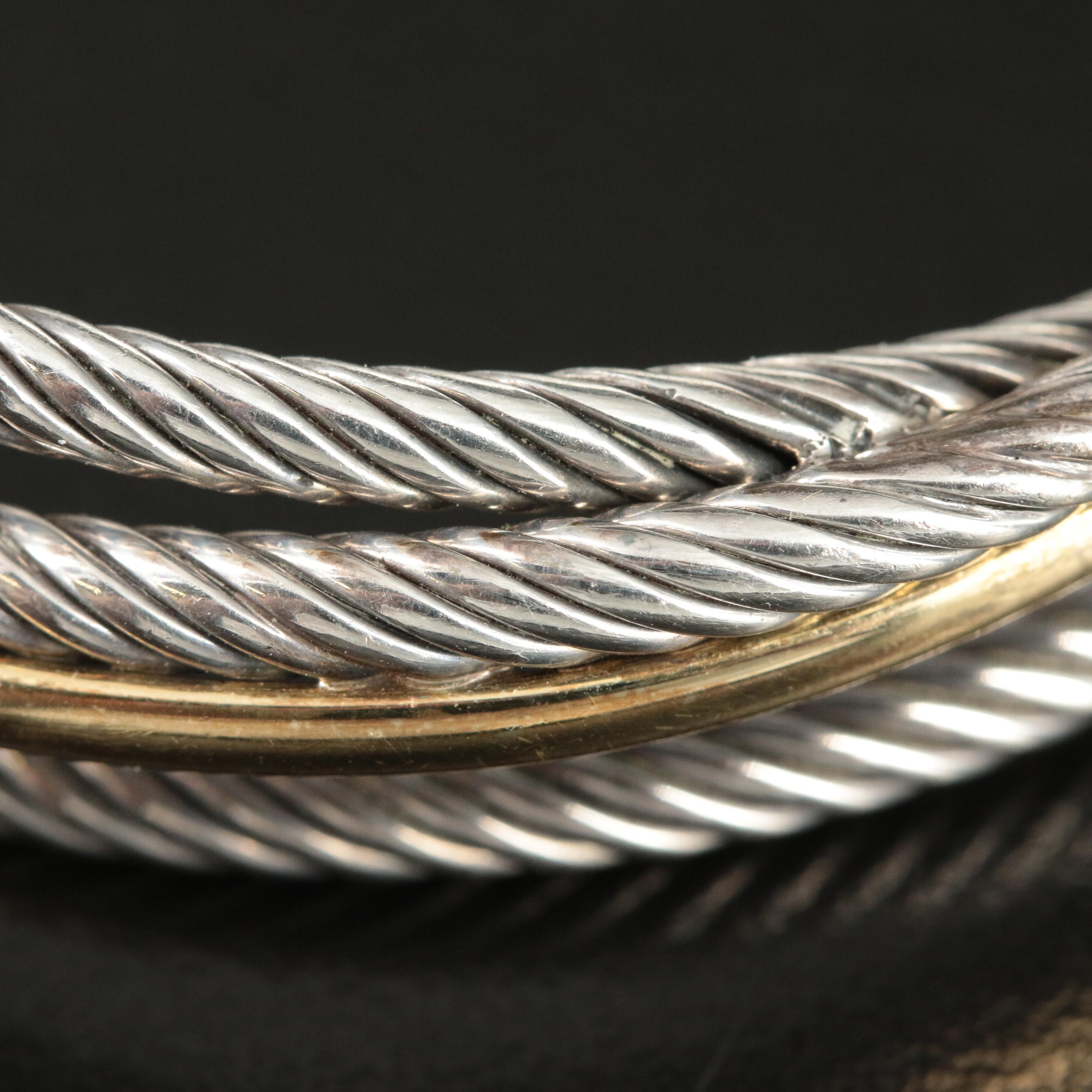 David Yurman Crossover Sterling and 18K Bonded Gold Cuff Bracelet