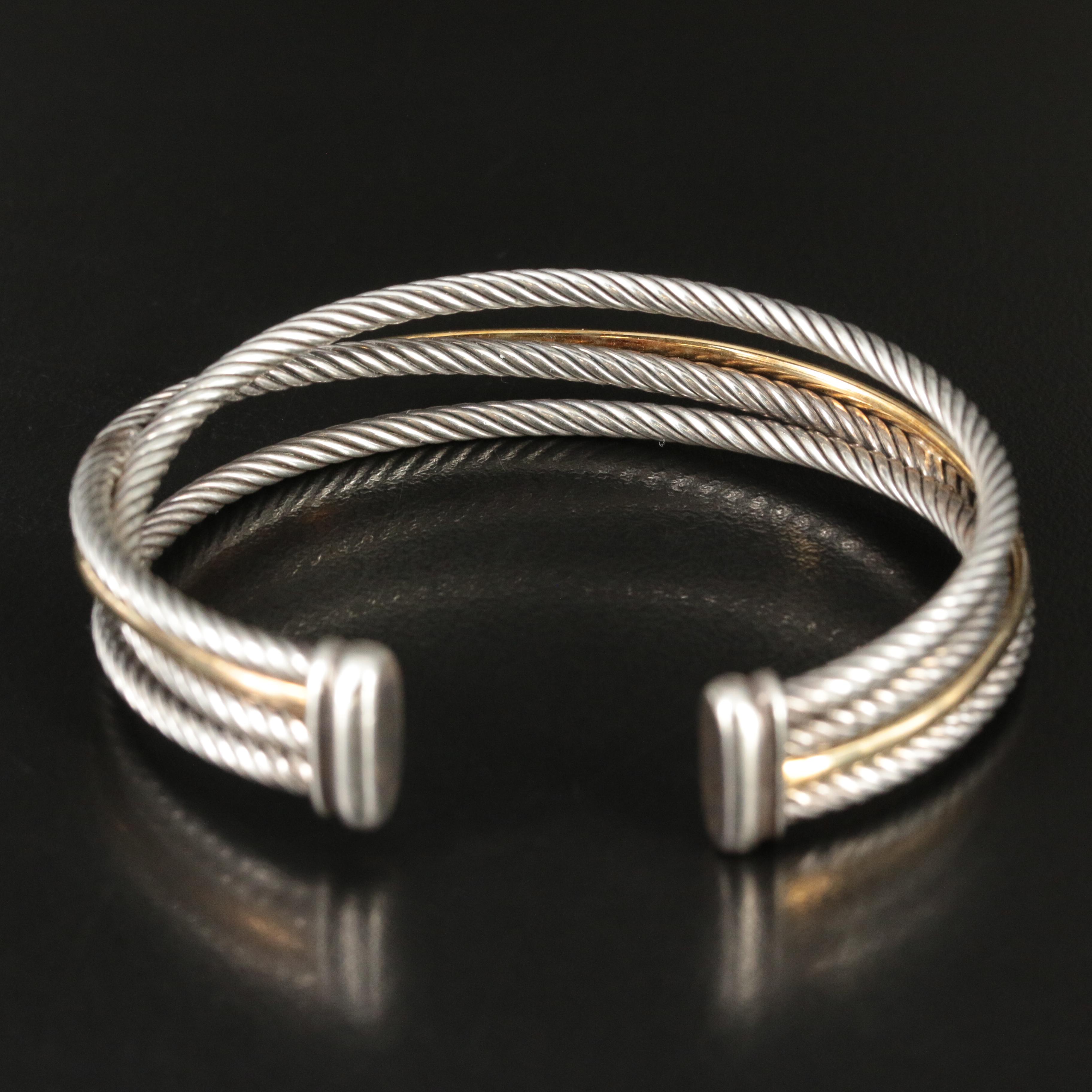 David Yurman Crossover Sterling and 18K Bonded Gold Cuff Bracelet