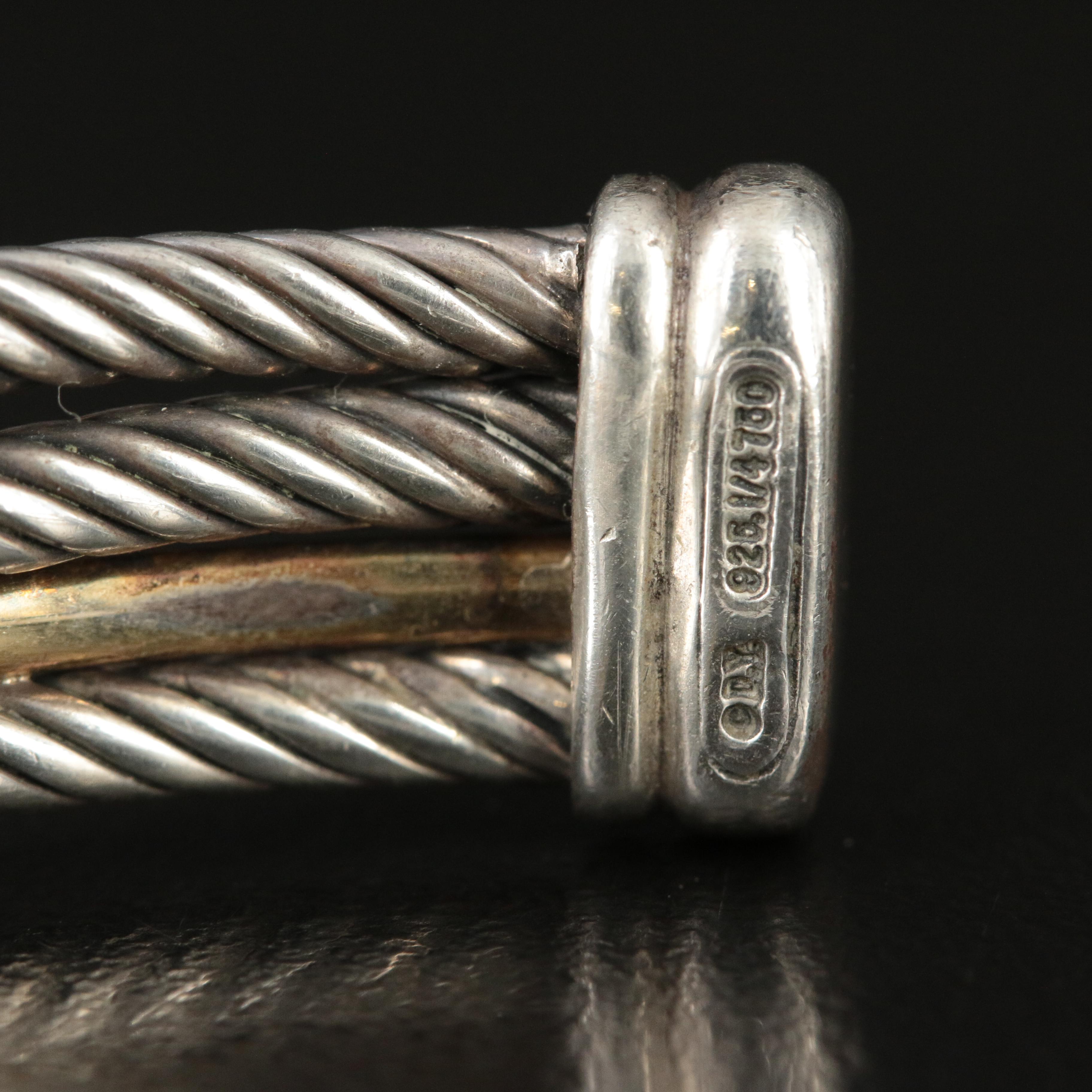 David Yurman Crossover Sterling and 18K Bonded Gold Cuff Bracelet